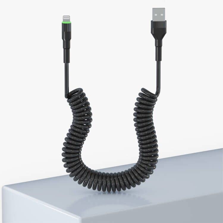 MFi Certified Coiled Lightning Cable - Apple CarPlay Compatible USB to Lightning Cable with Fast Charging & Data Sync, Retractable iPhone Charger Cord for iPhone/iPad/iPod - Perfect for Car, Office & Travel Use