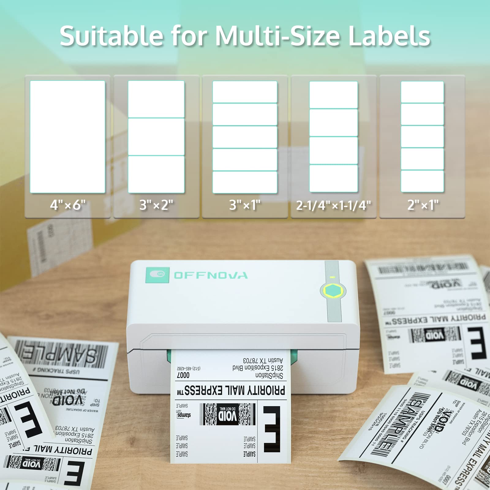OFFNOVA Bluetooth Label Printer - 4” x 6” Thermal Shipping Label Printer for Small Business & E-commerce | Compatible with iOS, Android, Mac, Windows & Chromebook | Perfect for Amazon FBA, eBay & Shopify Shipping Labels