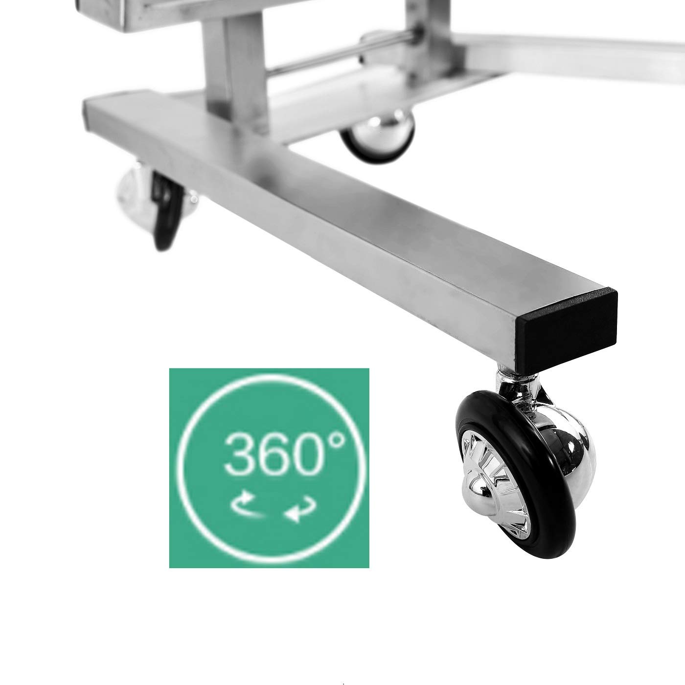 Kaleurrier Rolling Tool Cart with Double Storage Tray - Stainless Steel Utility Trolley with Wheels for Salon, Tattoo, Spa, Clinic & Home Use | Portable Beauty & Medical Instrument Stand (Silver) | Perfect for Organizing Tools in Professional Studios or Home Workspaces