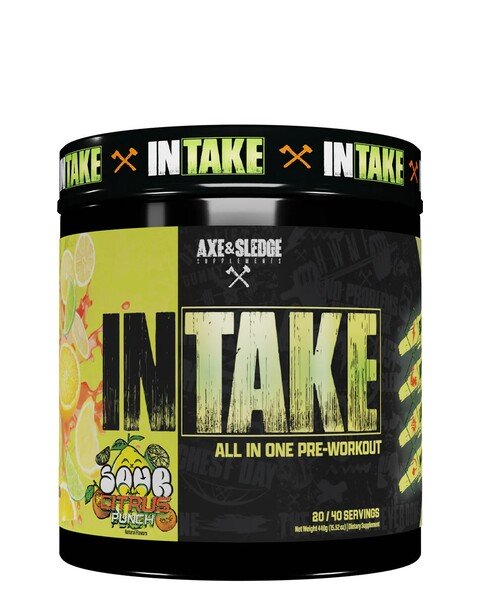 Axe & Sledge Intake All-in-One Pre-Workout Powder - 440g for Energy, Focus & Performance | Gym, Bodybuilding & Fitness Supplements