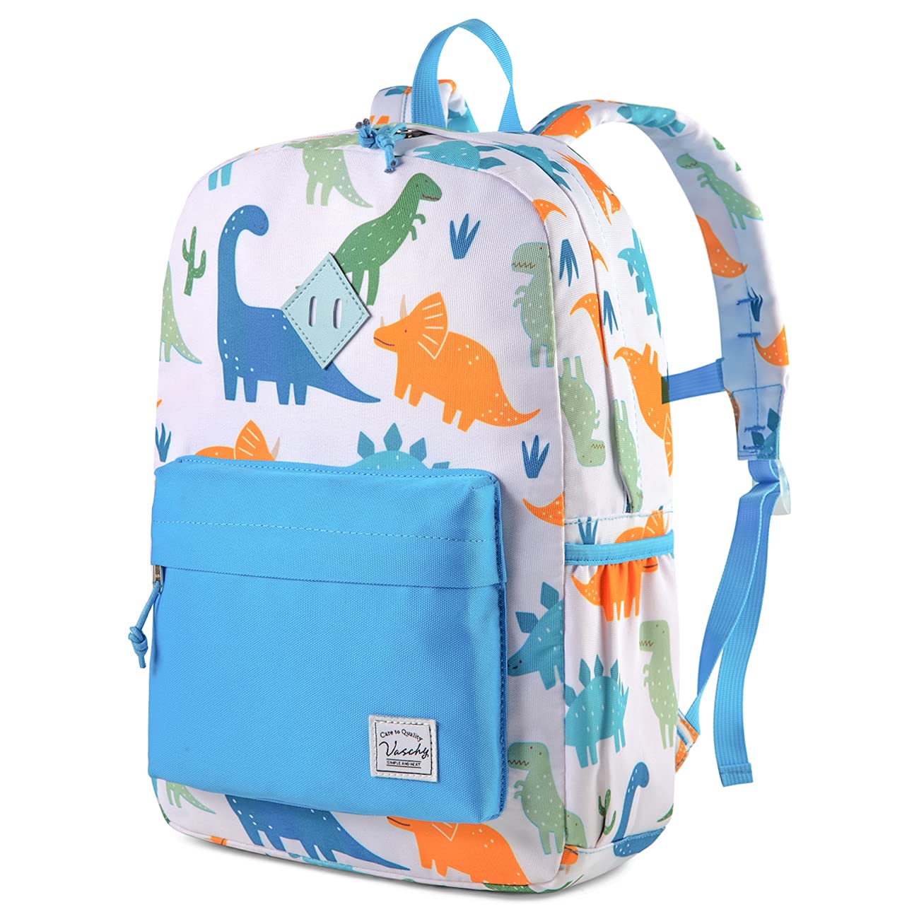 VASCHY Dinosaur Kids Backpack for Boys - Lightweight Toddler Backpack for Daycare, Preschool & Travel - Cute White Dino Design School Bag for Little Boys | Perfect for School, Outdoor Adventures & Daily Use