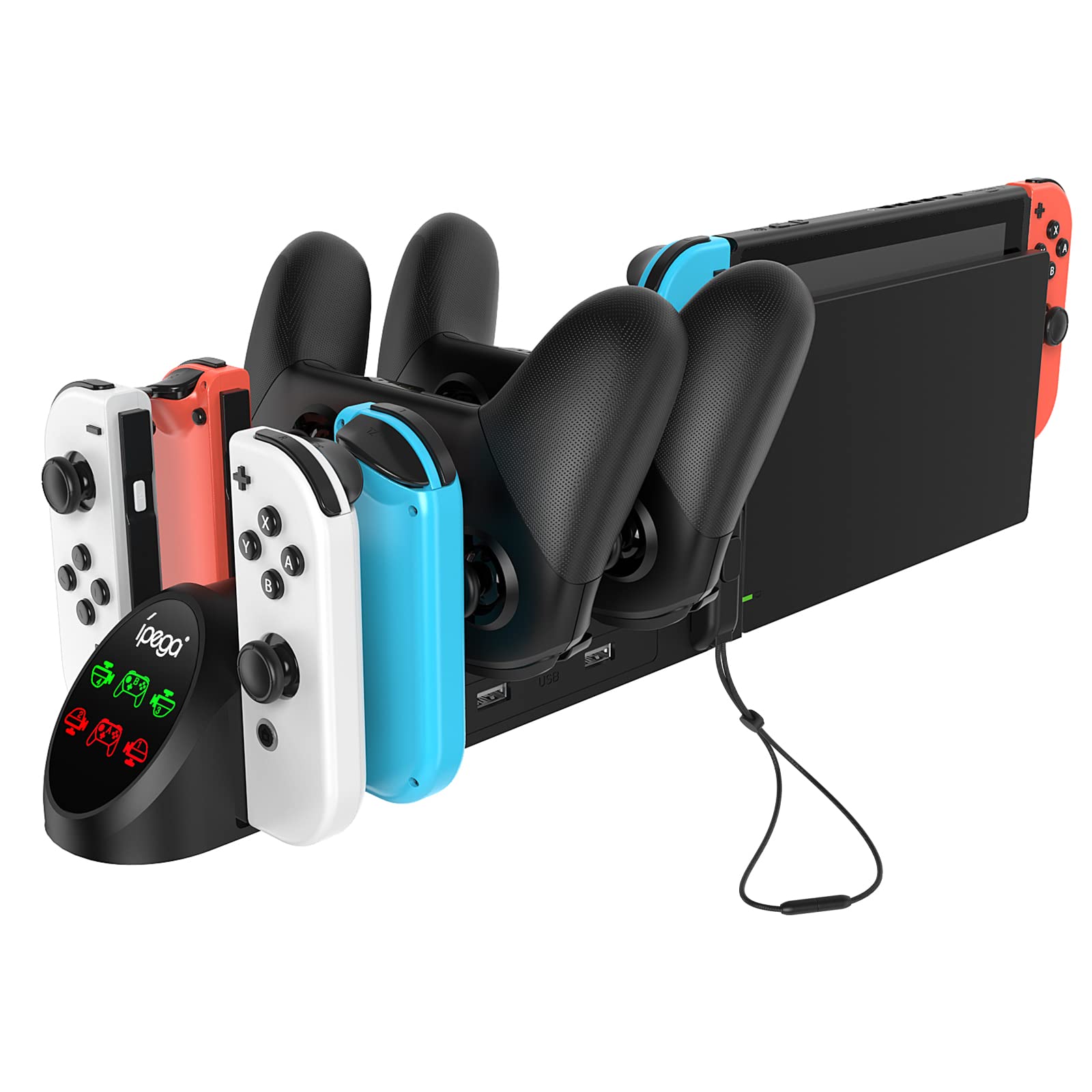 Nintendo Switch & Switch OLED Charging Dock Station - Joy-Con & Pro Controller Charger with USB 2.0 Ports | Perfect for Gaming Sessions & Multiplayer Setups