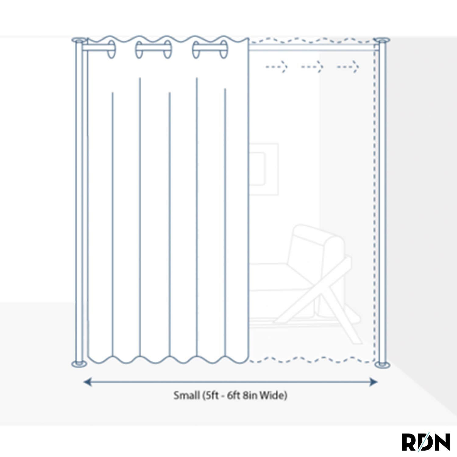 Zenfinit Premium Heavyweight Room Divider Kit - 8ft Tall x 5-6.8ft Wide Freestanding Partition Curtain in Dark Chocolate | Soundproof Privacy Screen for Bedroom, Office & Studio | Easy Setup Room Divider Wall