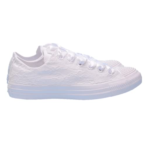 Elegant White Wedding Sneakers for Bride - Lace Bridal Trainers with Comfortable Cushioning | Perfect for Bridal Showers, Wedding Ceremonies & Honeymoon Getaways