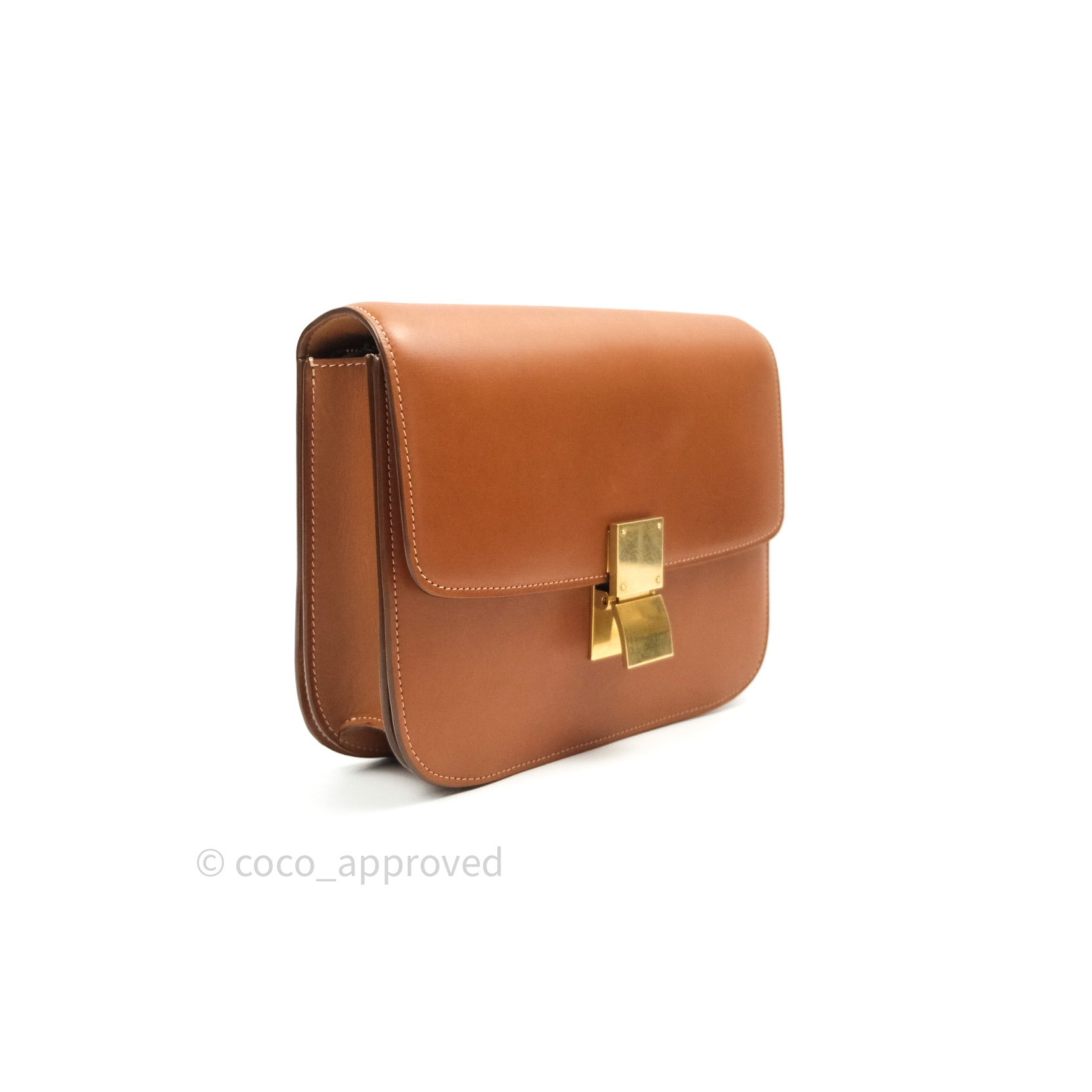 Celine Box Bag in Brown Tan Calfskin Leather with Gold Hardware - Medium Classic Crossbody Bag for Women | Perfect for Work, Travel & Everyday Use