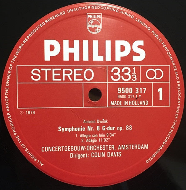 Antonín Dvořák Symphony No. 8 in G Major, Op. 88 - Sir Colin Davis & Royal Concertgebouw Orchestra (Vinyl LP, NM/Mint) - Classical Music for Home Listening & Gift Giving