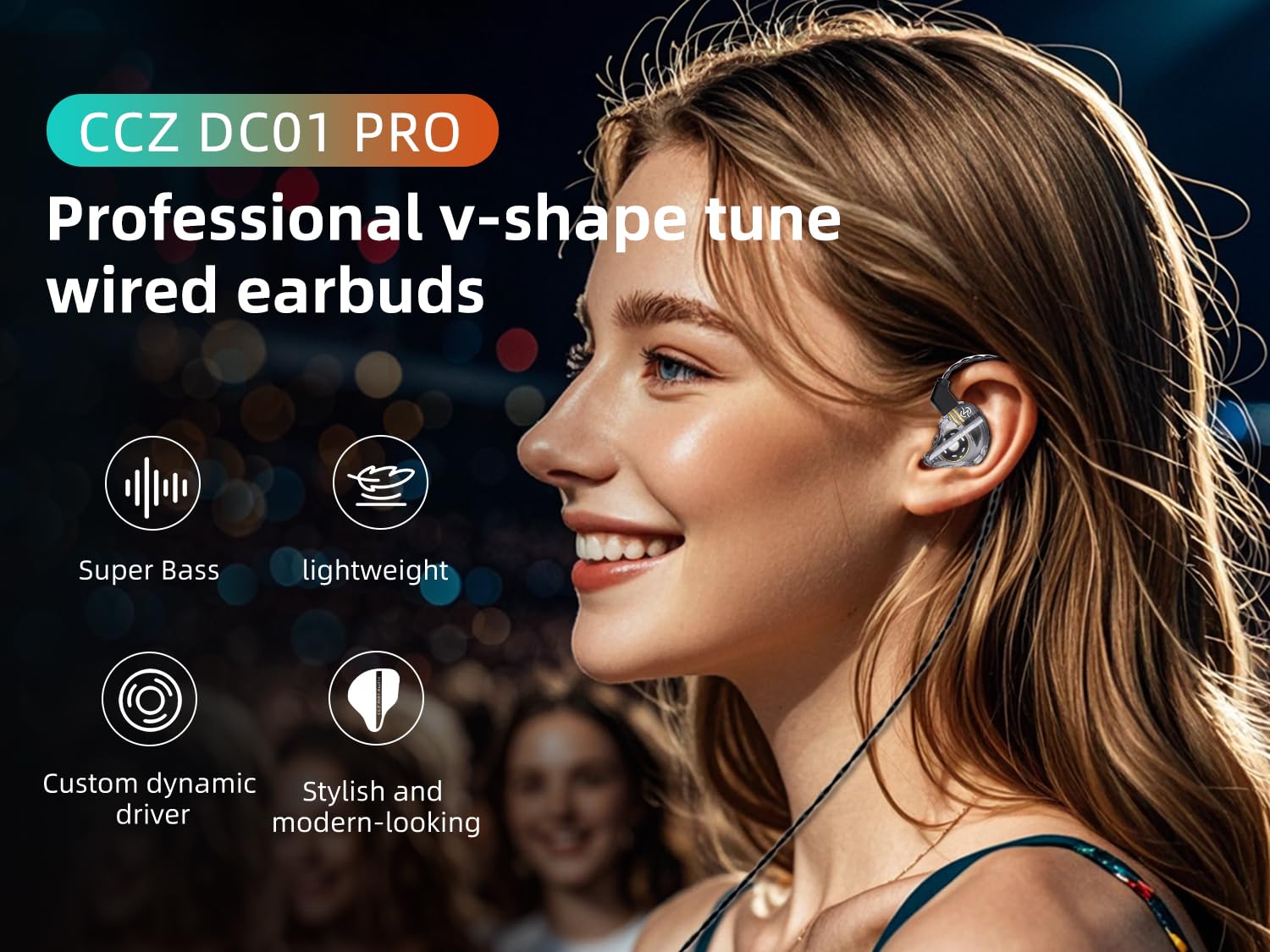 Yinyoo CCZ DC01 PRO Gaming Earbuds - Wired In-Ear Monitor Headphones with Shocking Bass, V-Shape Tuning & Detachable Cable | Professional Gaming, Music Production & Studio Monitoring | Perfect for Gamers, Musicians & Audiophiles