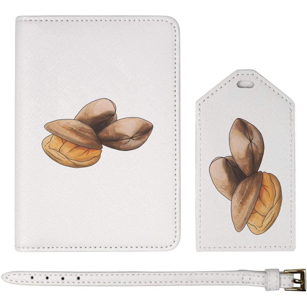 Azeeda 'Clams' Passport Holder & Luggage Tag Travel Set - RFID Blocking Leather Passport Wallet with Luggage ID Tag for International Travel (PA00017244) - Perfect for Airports, Vacations & Business Trips