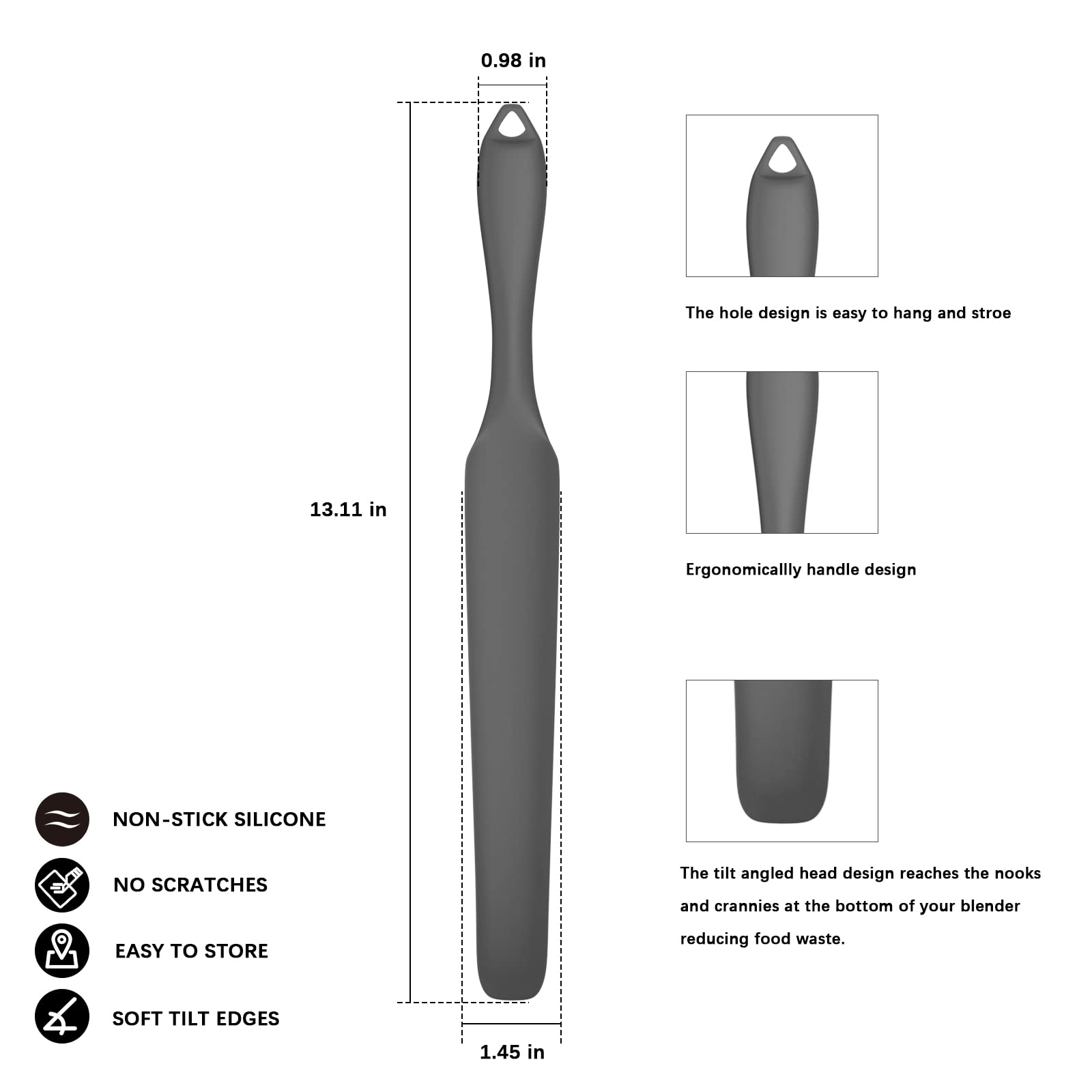 **Premium Silicone Blender Spatula - Slim Blade Scraper for Vitamix Blenders - Safe & Flexible Kitchen Tool for Smoothies, Sauces & Nut Butters**