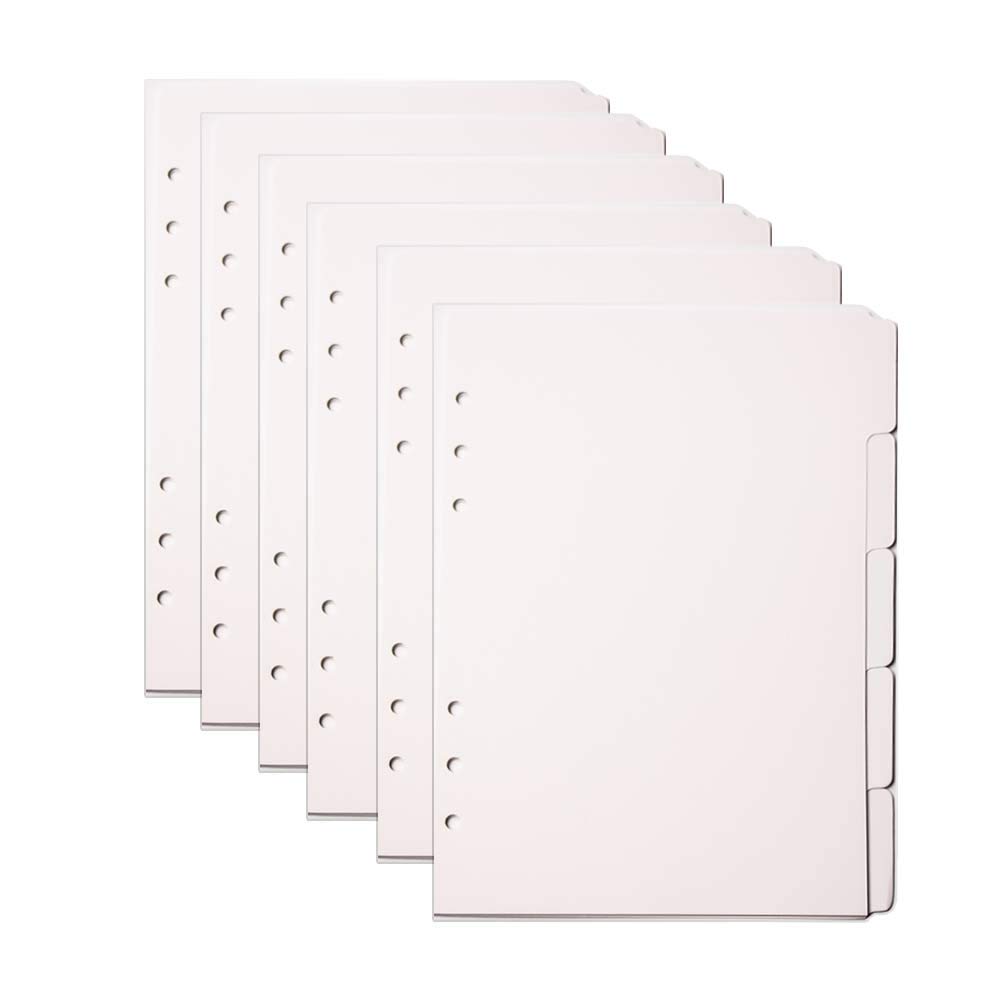 JuneTree 6-Ring Binder Dividers with 5 Tabs - 6 Sets A6 Index Organizer Refill Pages for School, Office & Home Organization - Perfect for Notebooks, Planners and Study Materials