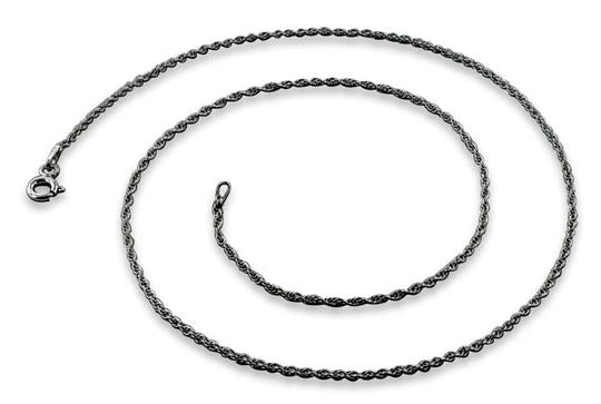 Black Rhodium Plated Sterling Silver Rope Chain Necklace 1.3mm - Durable & Elegant Jewelry for Men and Women, Perfect for Everyday Wear, Gifts & Special Occasions