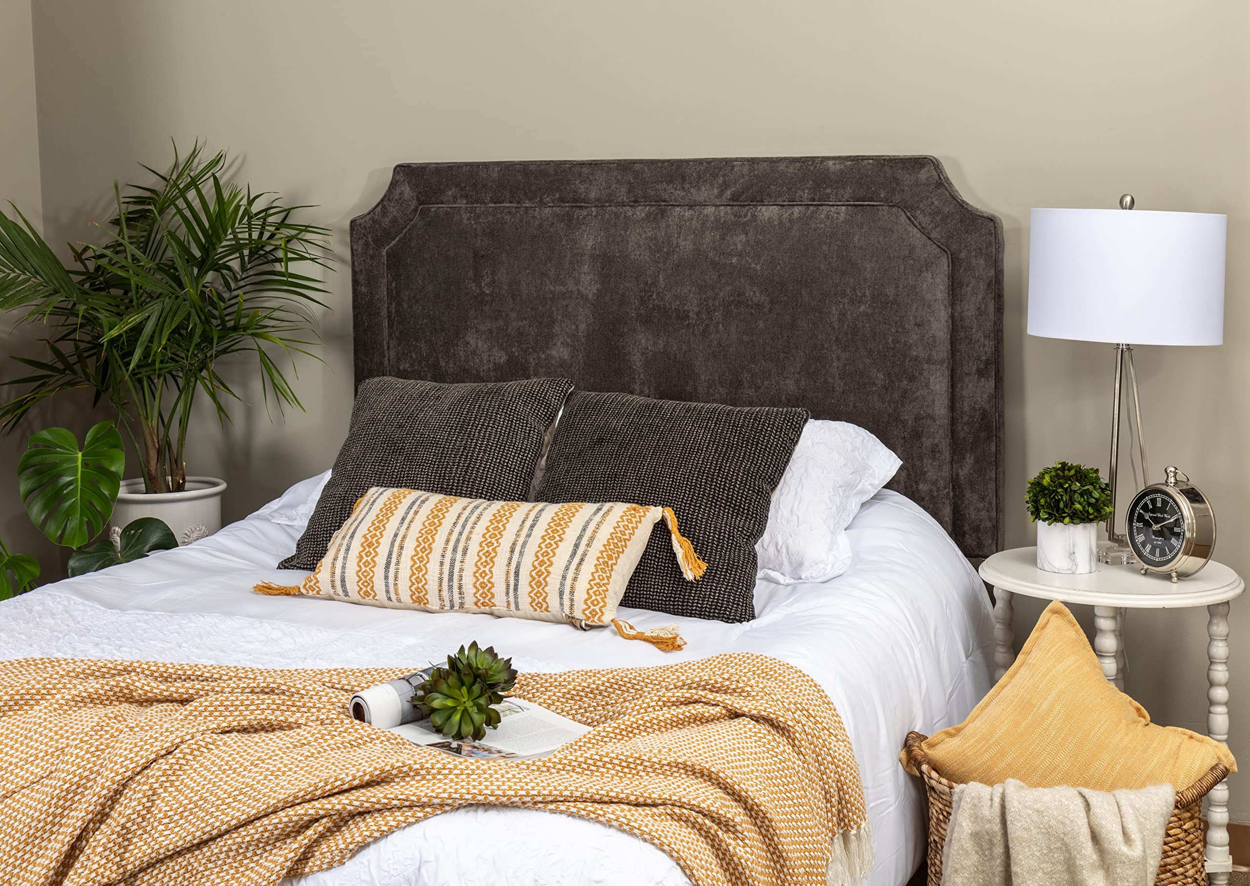 Leffler Home Manor Belgrave Queen Size Platform Bed Frame - Dark Grey | Modern Minimalist Bedroom Furniture for Small Spaces & Guest Rooms