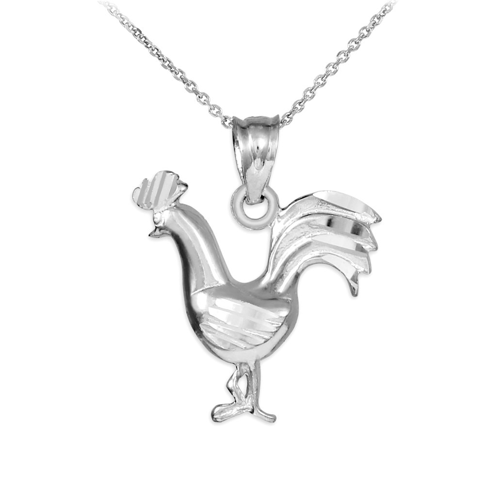 925 Sterling Silver Rooster Charm Pendant Necklace for Women - High Polish Rooster Jewelry Gift for Birthday, Christmas & Special Occasions - Elegant Animal Jewelry for Daily Wear & Fashion Accessories