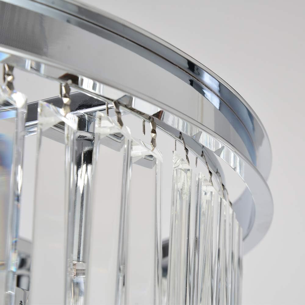 Modern Chrome Crystal 4-Tier Chandelier Pendant Light - 9 Lights, 23.6