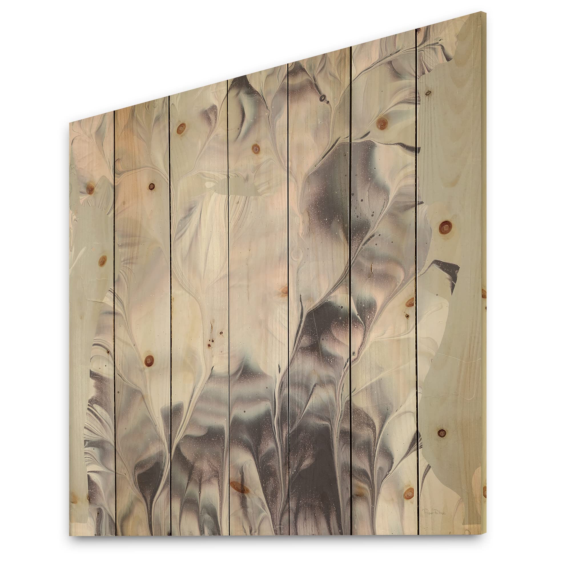 DesignQ Light and Shadow I - Modern Farmhouse Wall Art Print on Natural Pine Wood Panel - 16x16 Inches - Perfect for Living Room, Bedroom & Office Decor