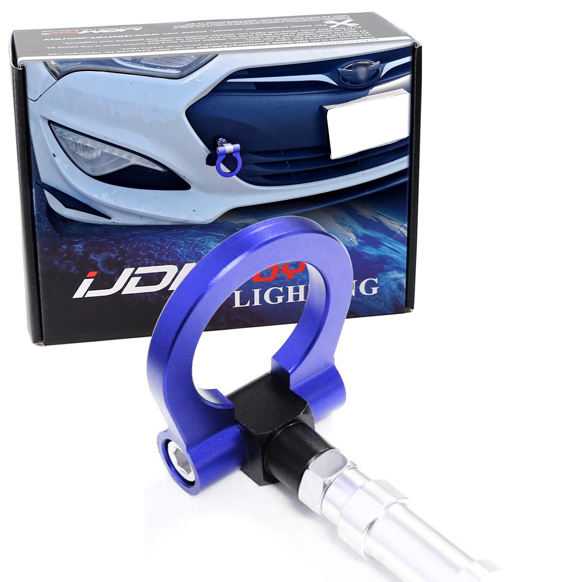 Blue Aluminum Tow Hook Ring for 2010-2016 Hyundai Genesis Coupe - Racing Style Accessory for Track Days & Car Shows