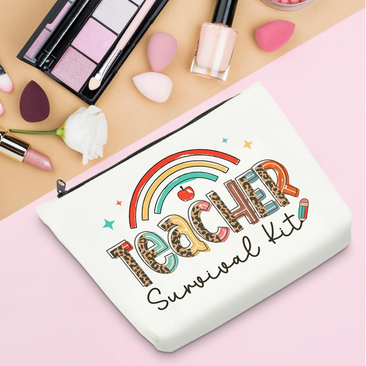 **Best Teacher Gifts for Women - Cute Makeup Bag (10x7.5x2 inches) - Perfect Teacher Appreciation, Birthday & Thank You Gift - Ideal for School, Classroom & Everyday Use**