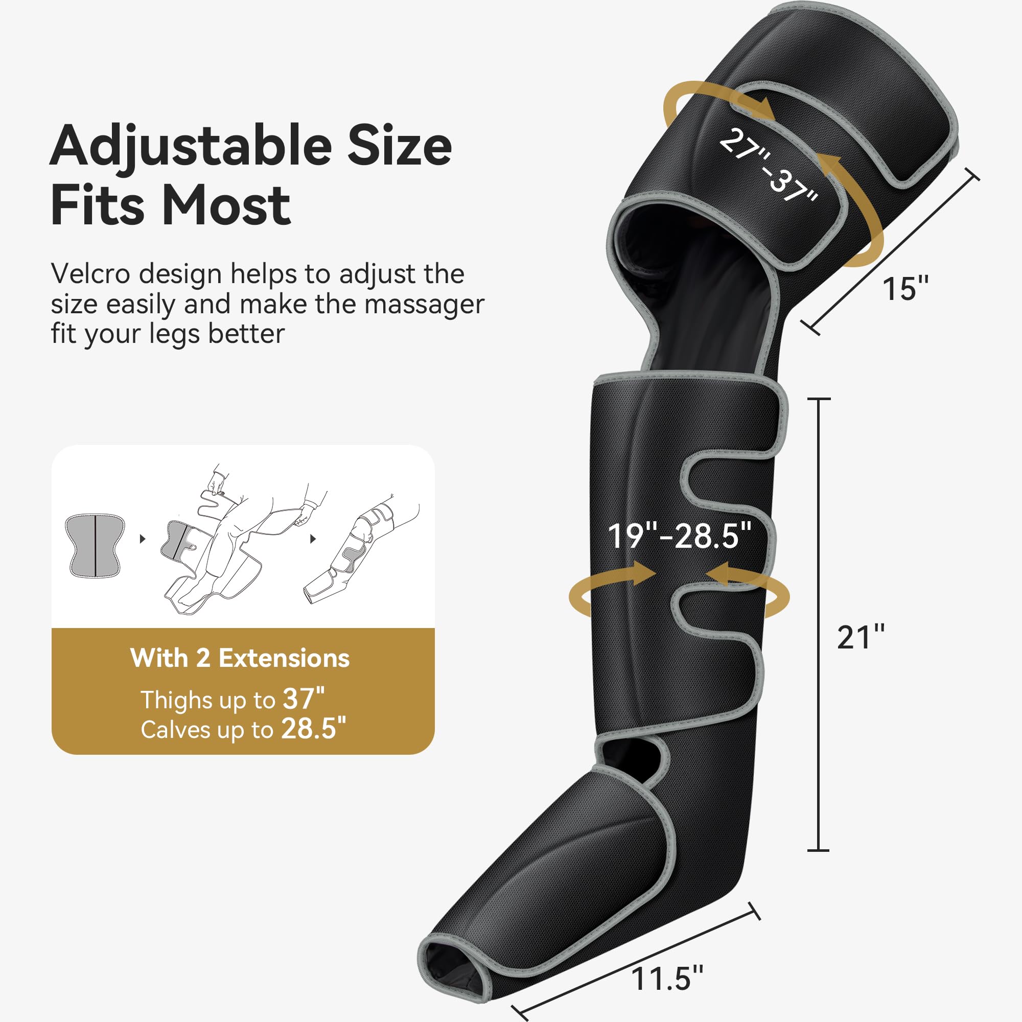 FIT KING Full Leg Massager with Heat - Air Compression Massage for Foot, Calf & Thigh Pain Relief - Muscle Relaxation & Recovery for Swelling, Edema, RLS - FSA/HSA Eligible - Perfect for Home Use, Post-Workout Recovery & Circulation Improvement