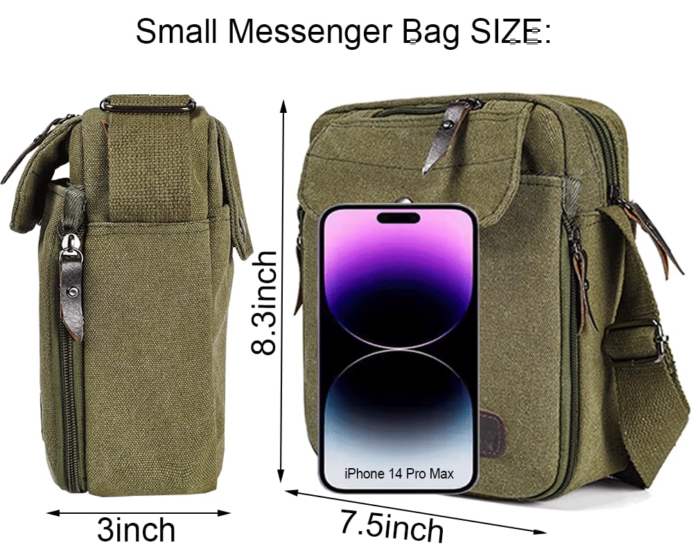 Small Canvas Messenger Bag - Crossbody Chest Shoulder Bag for Men & Women with Multi Pockets | Perfect for Travel, Work & Daily Use