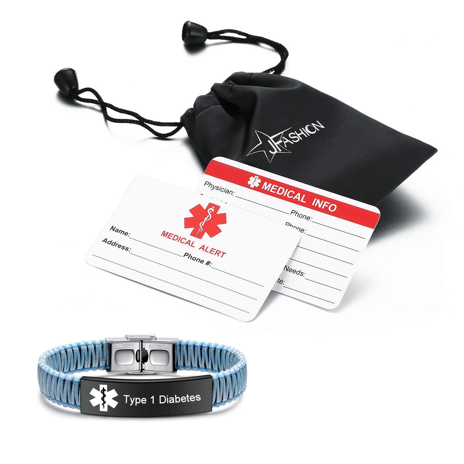 Diabetes Medical Alert ID Bracelet for Women & Men - Adjustable Handmade Nylon Braided Emergency Medical Bracelet - Perfect for Daily Wear, Travel & Emergency Situations