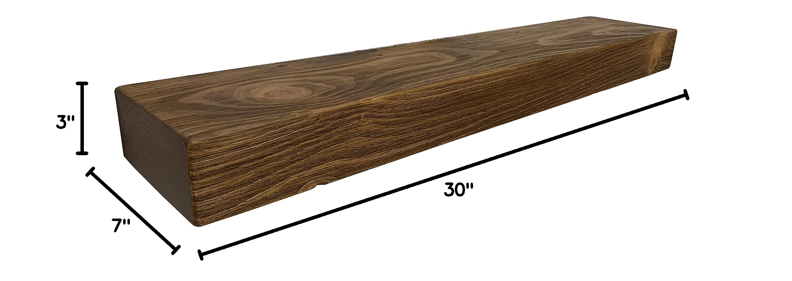 Joel's Antiques | 30 Inch Floating Wall Shelves - Natural Solid Wood, Easy Installation | Heavy Duty Rustic Bookshelves for Bathroom, Kitchen & Living Room | Medium Brown 30x7x3 Inches | Perfect for Displaying Books, Decor & Storage Solutions