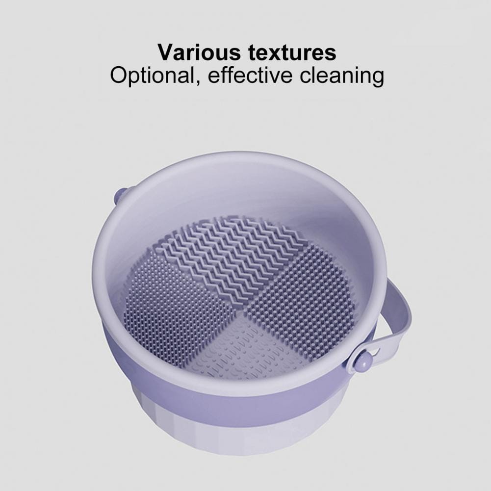 3 in 1 Makeup Brush Cleaner Set - Silicone Cleaning Sponge & Drying Rack for Cosmetics Brushes (Light Purple) | Perfect for Salon, Home & Travel Makeup Organization