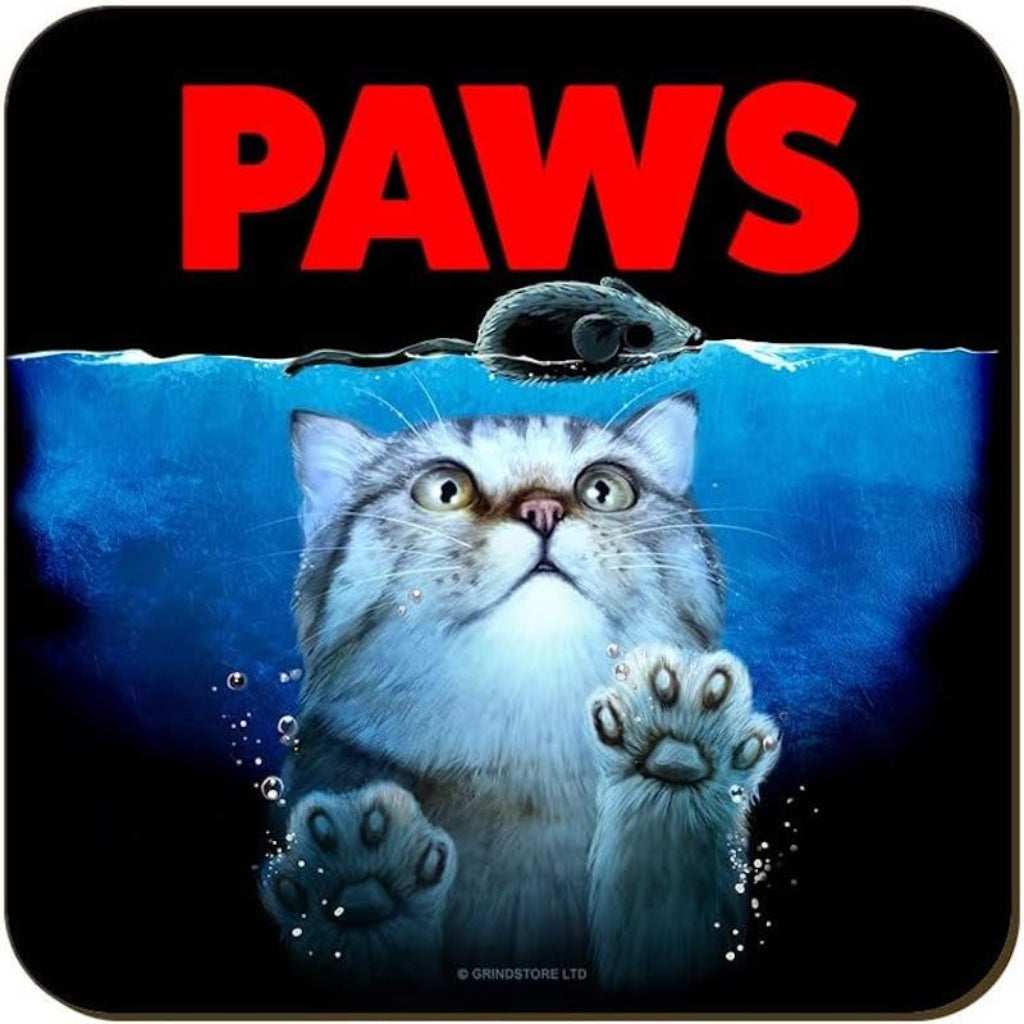 Scary Horror Movie Cat Coasters Set of 6 - Non-Slip Drink Coasters for Halloween Party, Home Decor & Movie Night Accessories