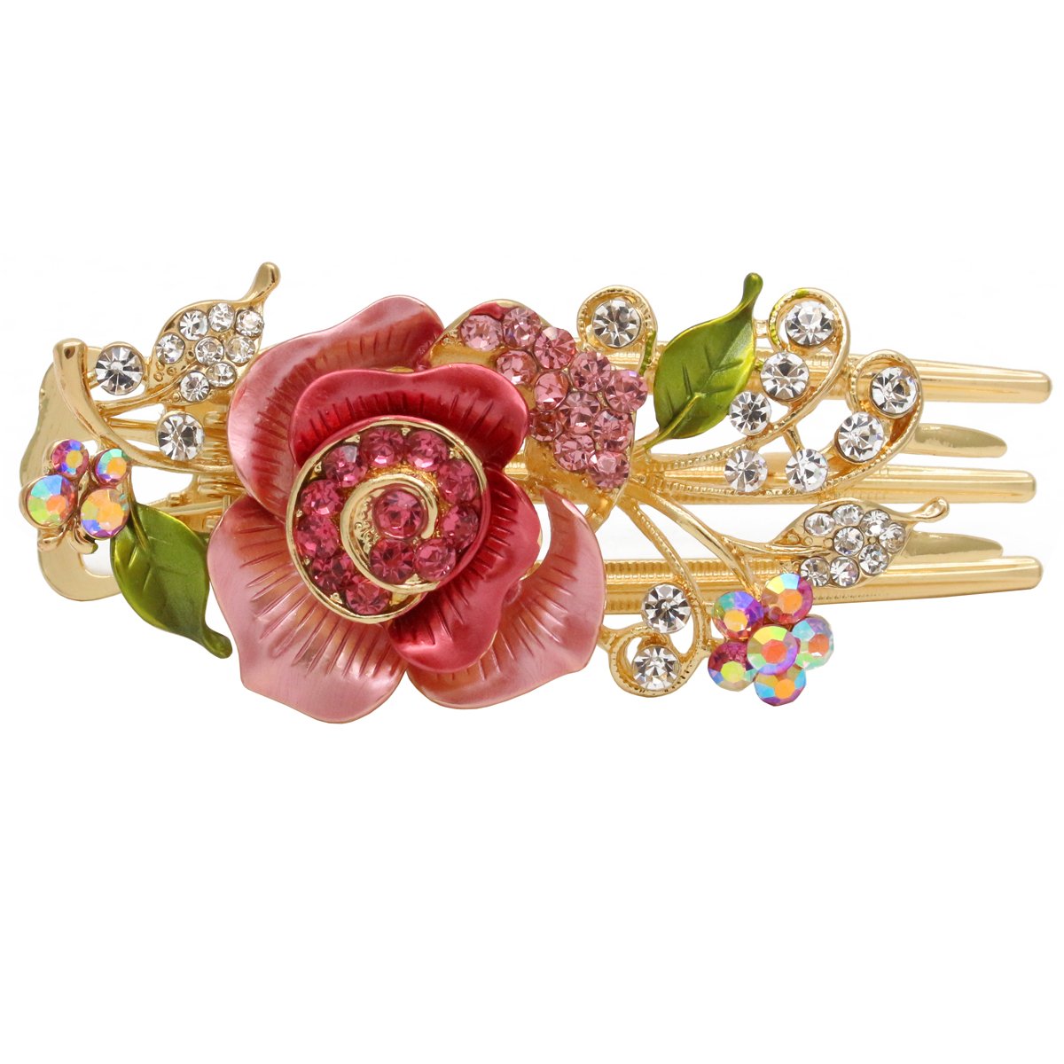 Stylish Set of 2 Non-Slip Metal Alloy Hair Clips for Women & Girls - Strong Hair Barrettes for Thick Hair (Blue & Pink) | Perfect for School, Work & Special Occasions
