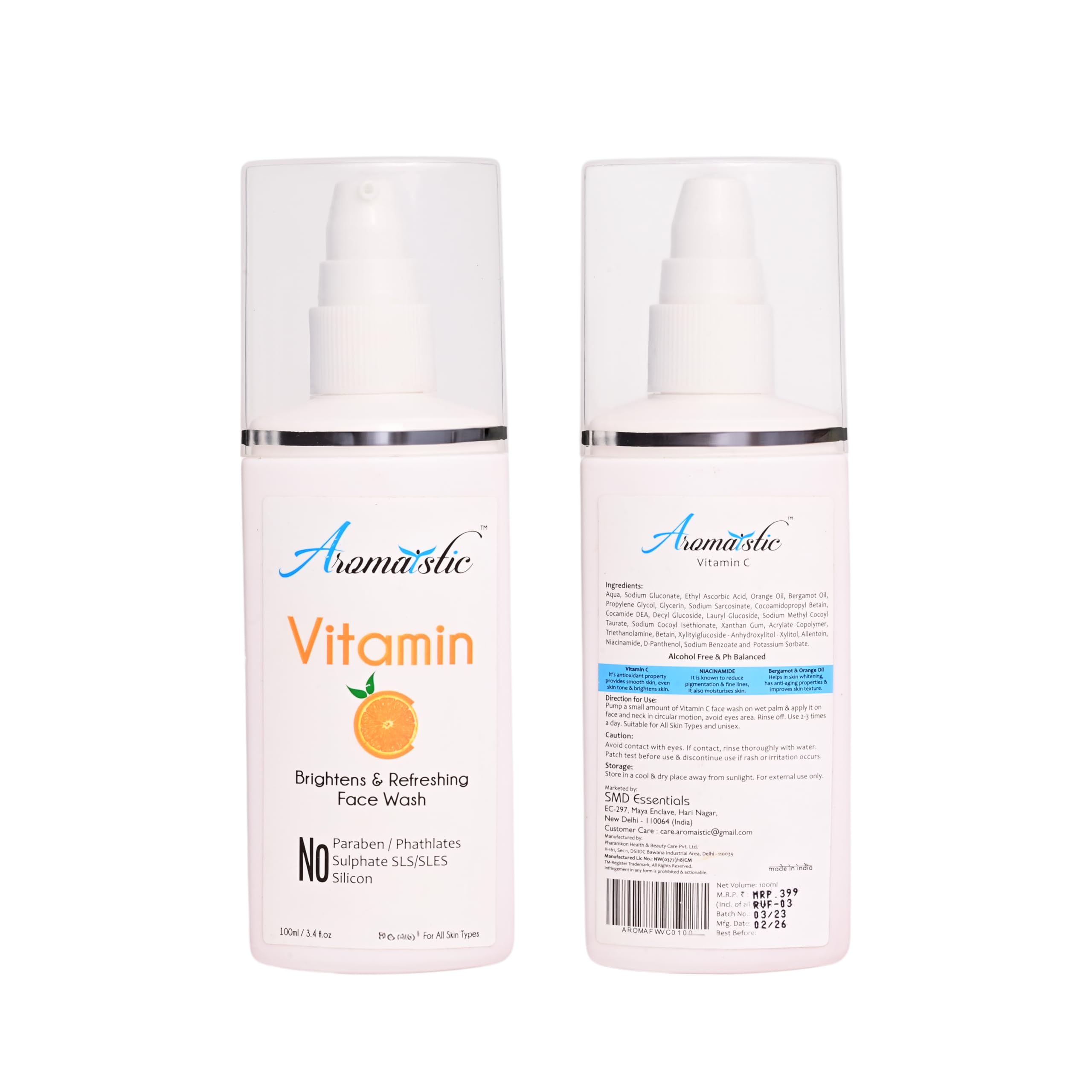 Vitamin C & Niacinamide Face Wash for Men & Women - Brightening, Acne Removal, Anti-Aging & Wrinkle Control - Paraben & Sulfate Free Cleanser for Dry Skin - Perfect for Daily Skincare Routine & Glowing Complexion