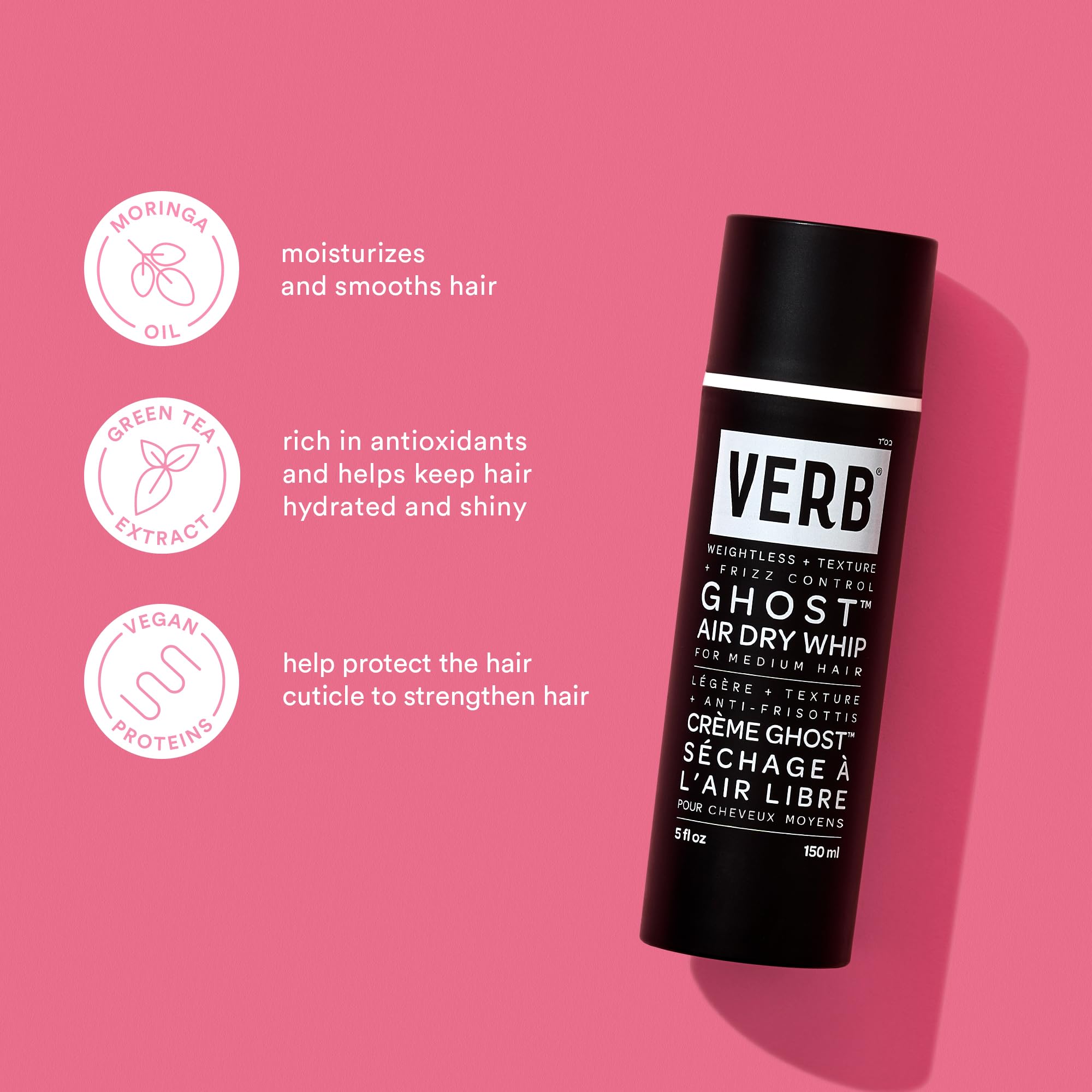 VERB Ghost Air Dry Whip - Lightweight Styling Foam for Frizz-Free Hair | Perfect for Air Drying & Natural Hairstyles