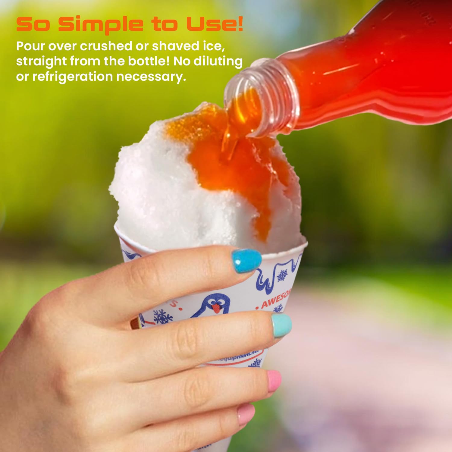 12.7oz Snow Cone Syrups (6 Pack) with Cups & Straws - Refreshing Summer Treat for Kids, Parties, Carnivals & Outdoor Events
