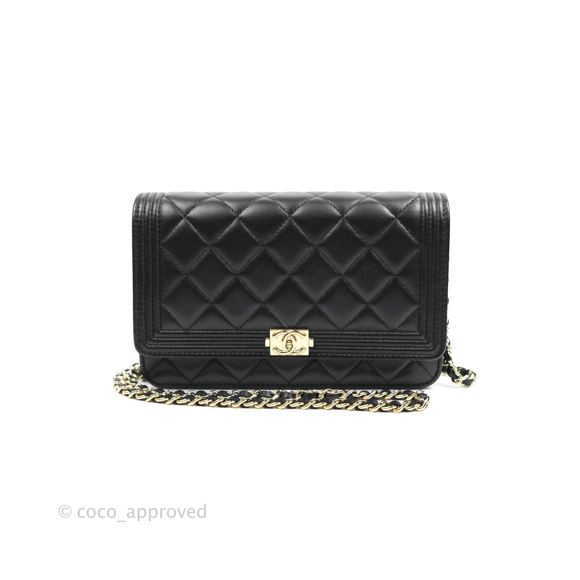 Chanel Boy Wallet on Chain WOC Black Lambskin Gold Hardware - Luxury Crossbody Bag for Women, Perfect for Evening Events & Daily Use