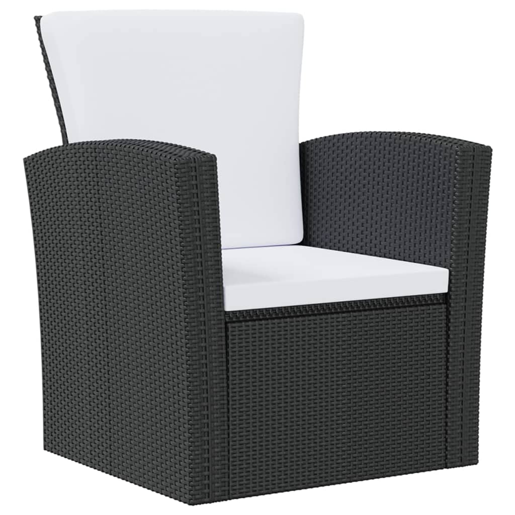 4-Piece Outdoor Patio Lounge Set with Waterproof Cushions & Glass Table - Black & Cream Rattan Furniture for Garden, Poolside, or Backyard Relaxation | Durable Powder-Coated Steel Frame & Poly Rattan Construction