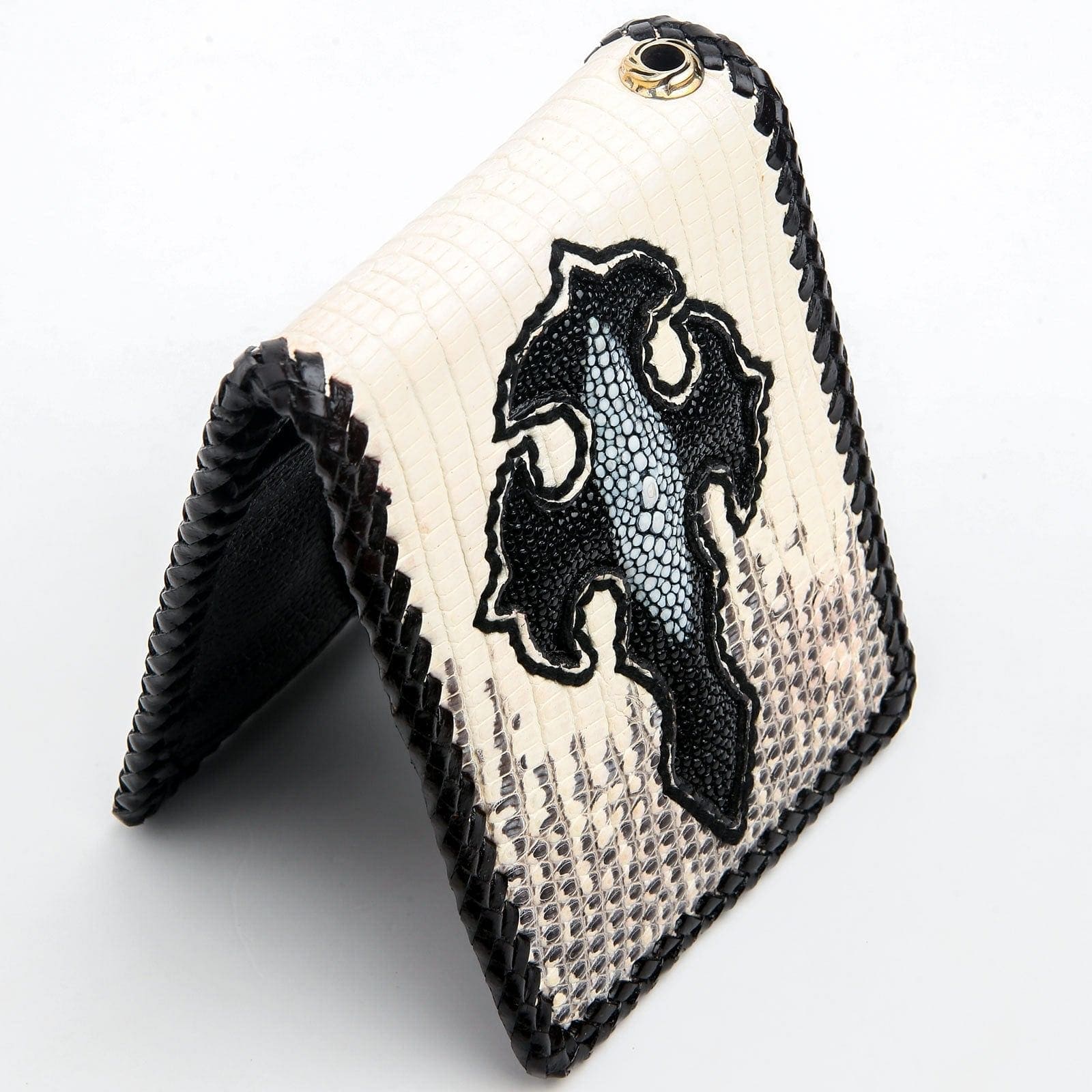 Gothic Grey Genuine Leather Bifold Biker Wallet for Men - Slim RFID Blocking Motorcycle Wallet with ID Window & Card Slots - Perfect for Riding, Travel & Everyday Use