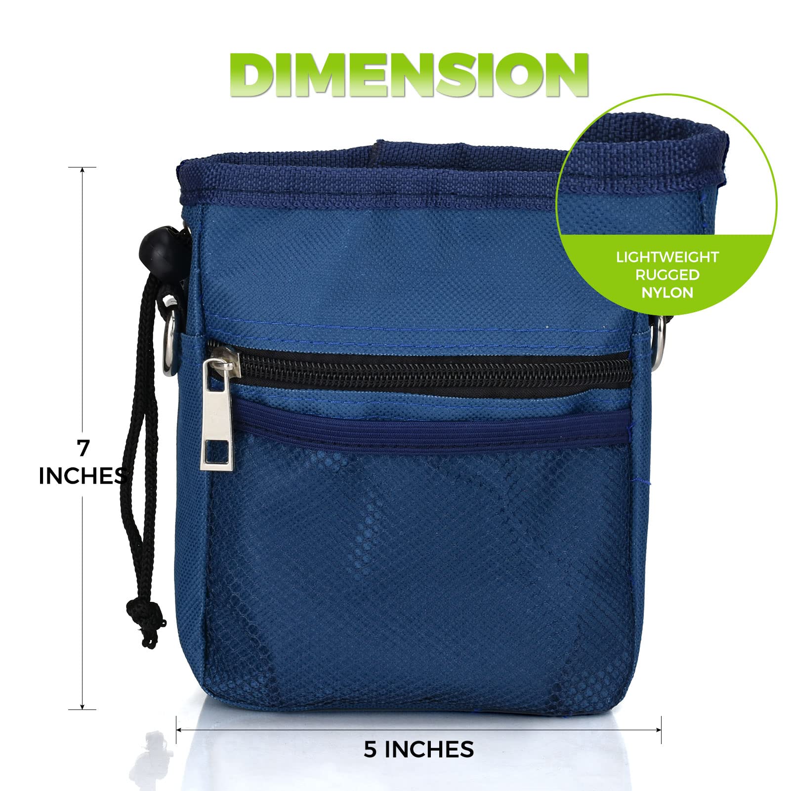 **Waterproof Dog Treat Pouch with Training Clicker & Adjustable Belt – Multi-Pocket Hands-Free Bag with Built-in Poop Dispenser – Perfect for Dog Walking, Hiking & Outdoor Training – Blue**