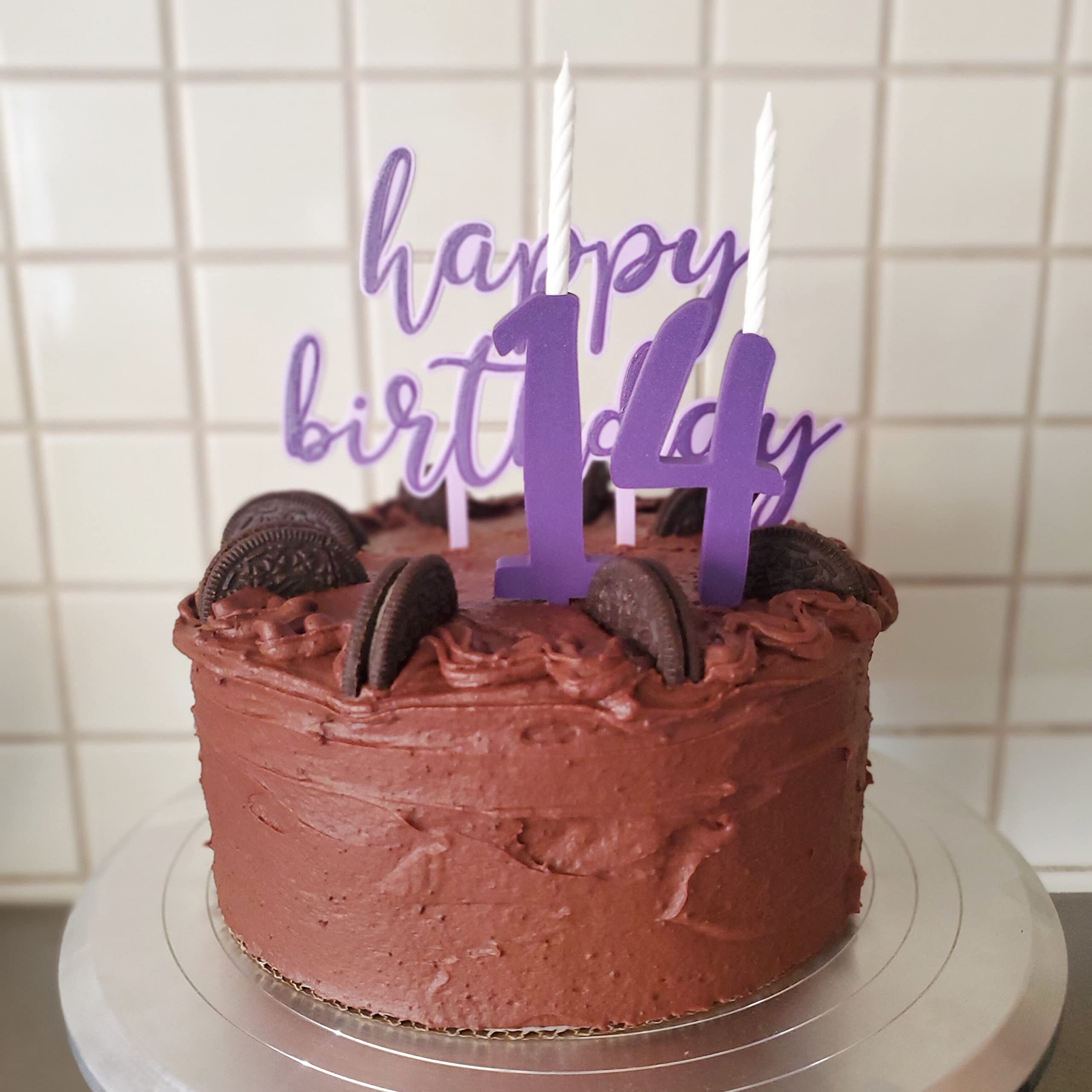 Custom Happy Birthday Cake Topper - Elegant Calligraphy Font - Choose Your Colors - Perfect for Birthday Parties, Weddings & Anniversary Celebrations