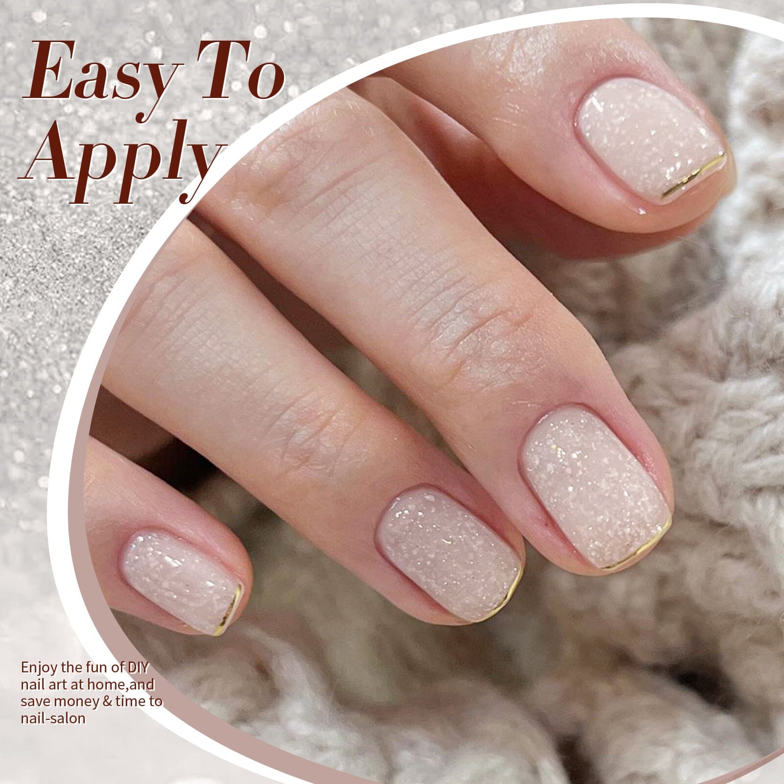 Nude Snow Glitter Jelly Gel Polish 15ml - Long Lasting Nail Polish for Winter & Holiday Nail Art - Perfect for Christmas Parties, New Year Celebrations & Special Occasions