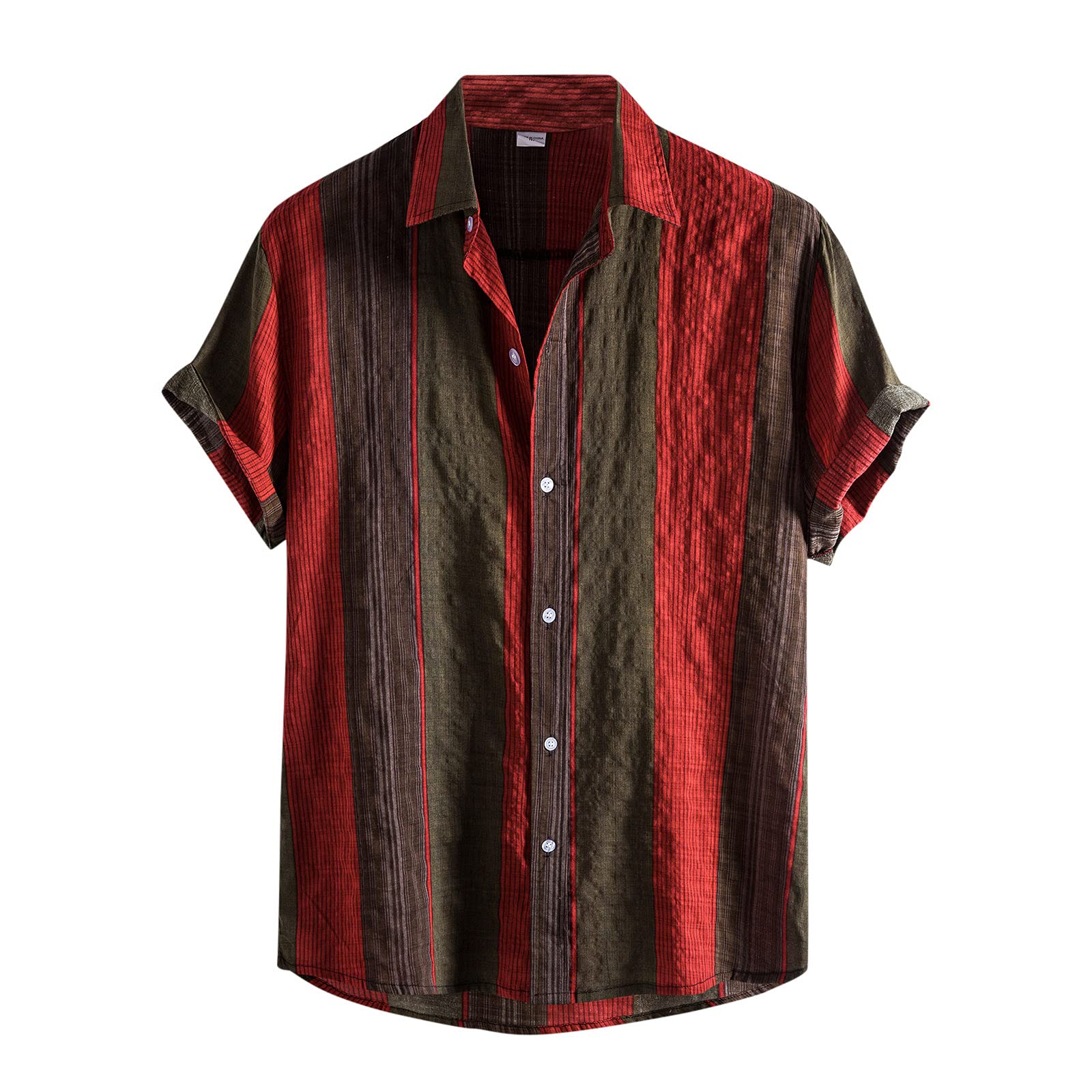 Men's Casual Contrast Button Stripe Collar Short Sleeve Oversized Tee Shirt - Stylish Comfort for Everyday Wear, Street Fashion & Layering Outfits