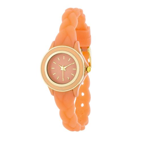 Elegant Carmen Braided Coral Rubber Strap Watch for Women - Perfect for Casual, Office & Special Occasions
