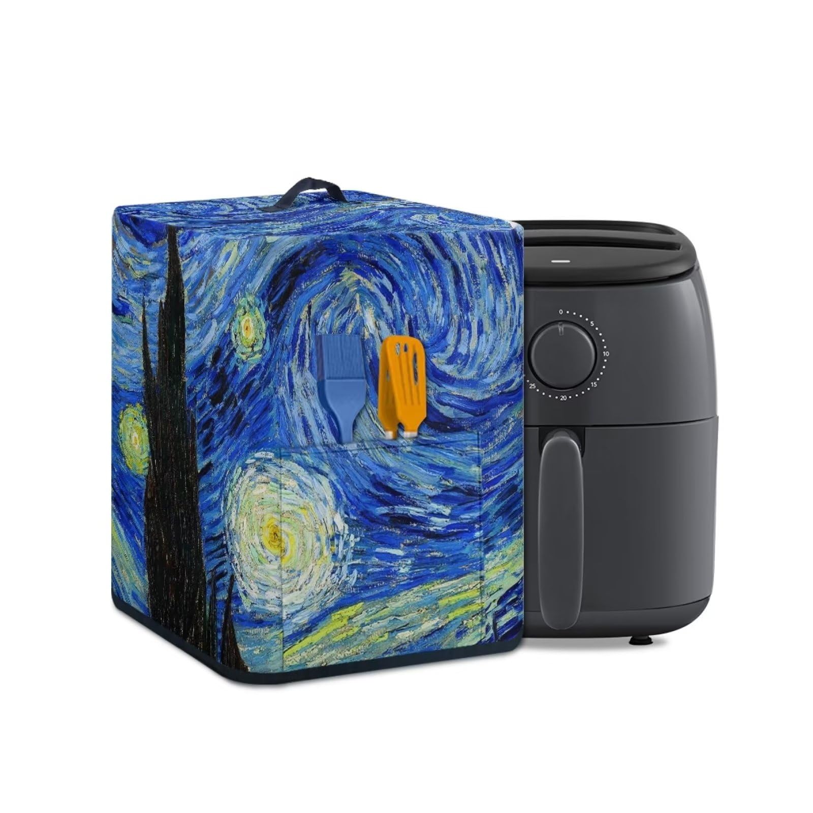 Van Gogh Starry Night Air Fryer Cover & Pressure Cooker Dust Protector - Non-Slip Handle Kitchen Appliance Cover for Halloween Decor, Perfect for Home Cooking & Party Kitchen Decorations
