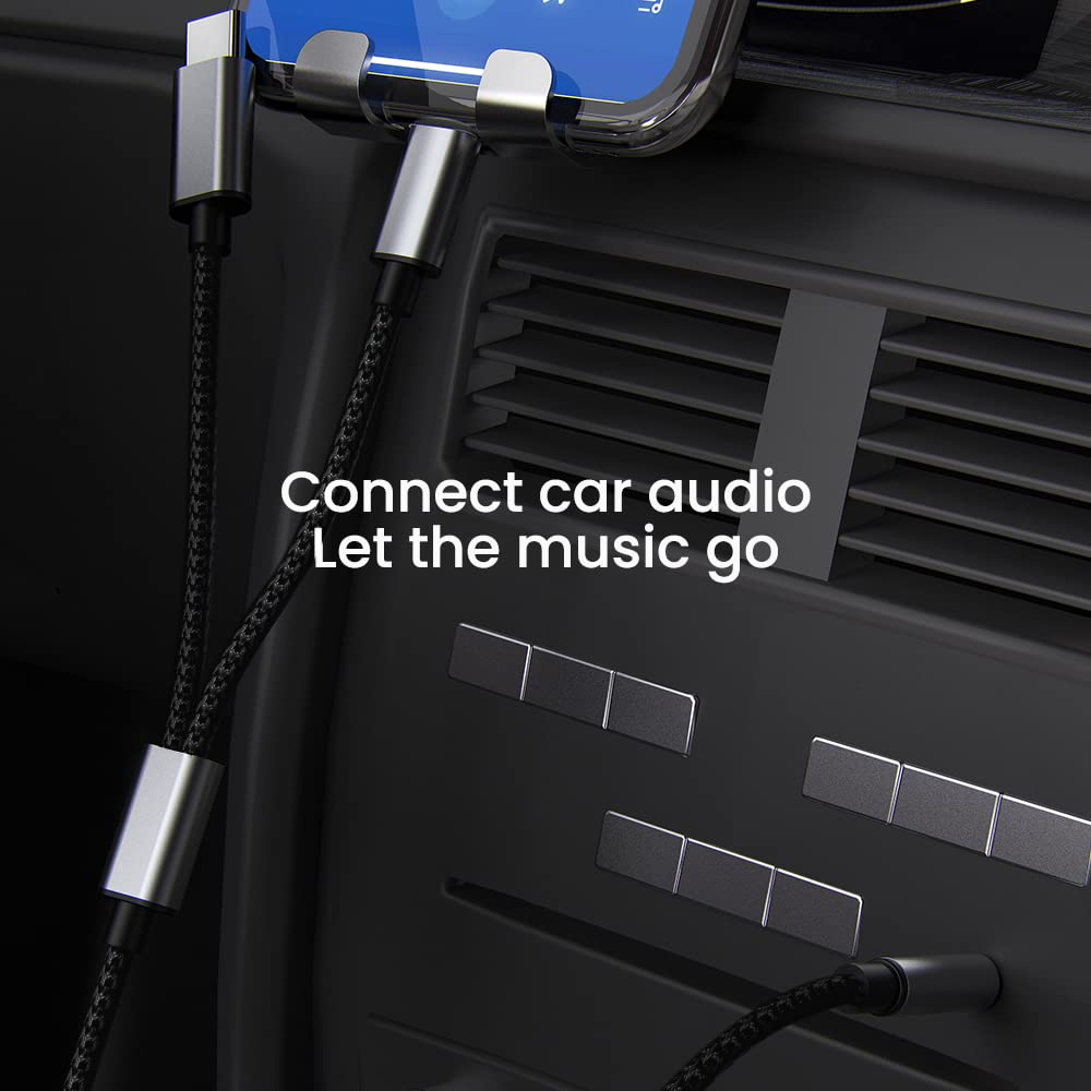 **ESBEECables 2-in-1 USB C & Lightning to 3.5mm AUX Audio Cable – Compatible with iPhone, Android, Car, Headphones – High-Quality Audio Conversion for Type C & iOS Devices – Perfect for Car Stereo, Home Audio & Travel**