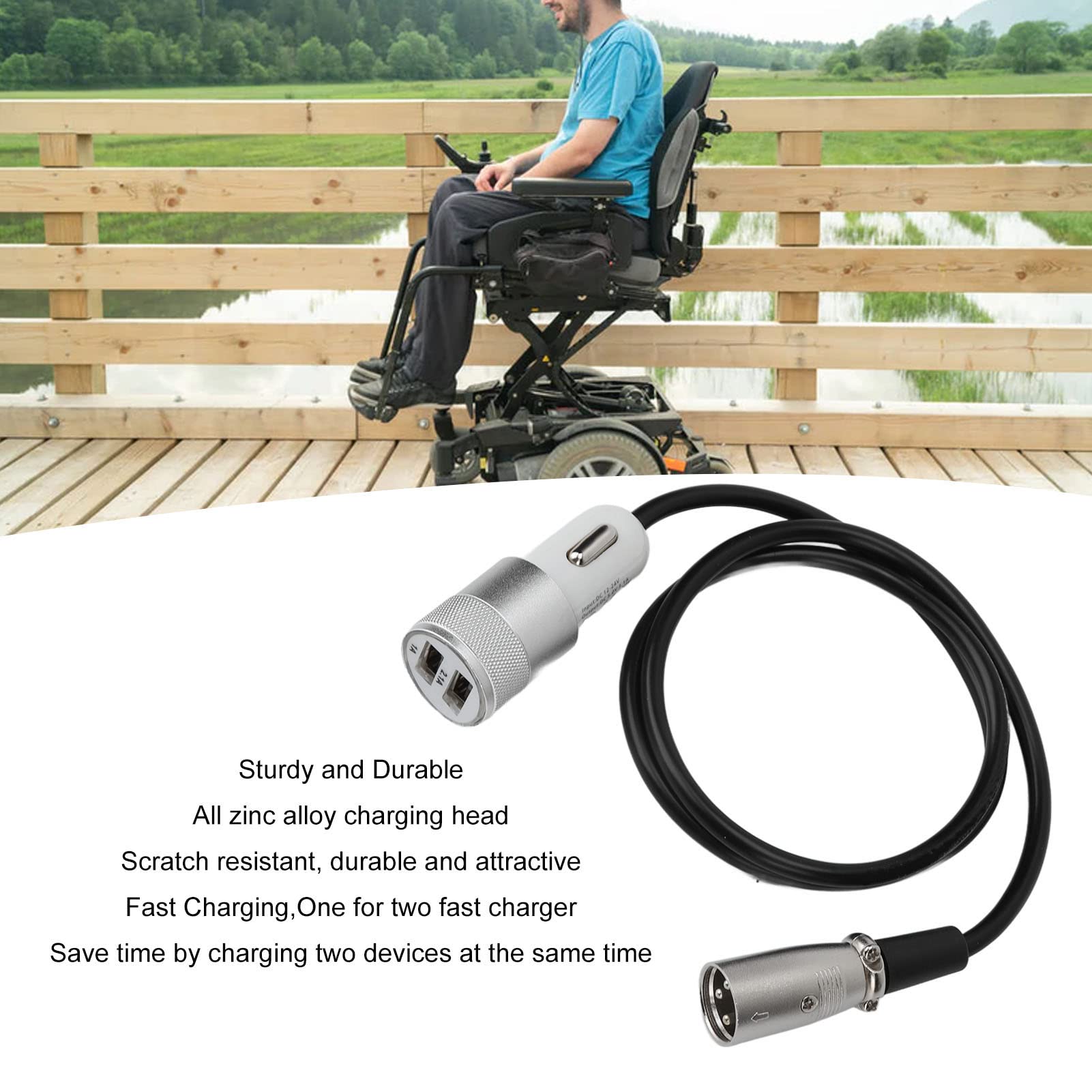 Universal Electric Wheelchair Charger - Fast USB Mobility Scooter Power Supply | Portable Charging Solution for Home & Outdoor Use