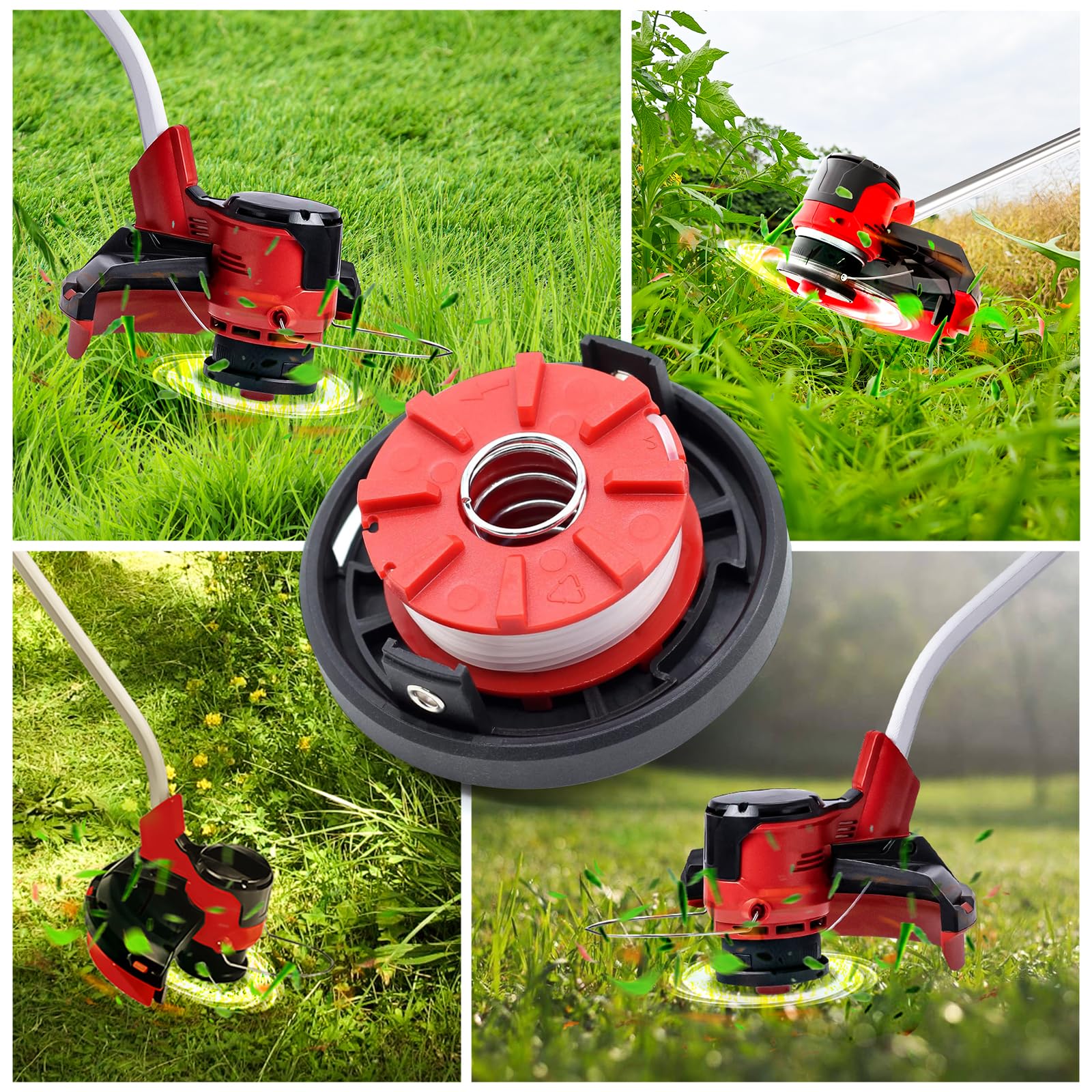EIN HELL Replacement Trimmer Line Spools for GE-CT 36/30 Li E Solo, Agillo 36/255 BL, Agillo 18/200 - 2mm Diameter, 8m Long Cutting String with Cover Spring (6 Spools + 1 Cap + 1 Spring) - Perfect for Lawn Maintenance & Garden Trimming