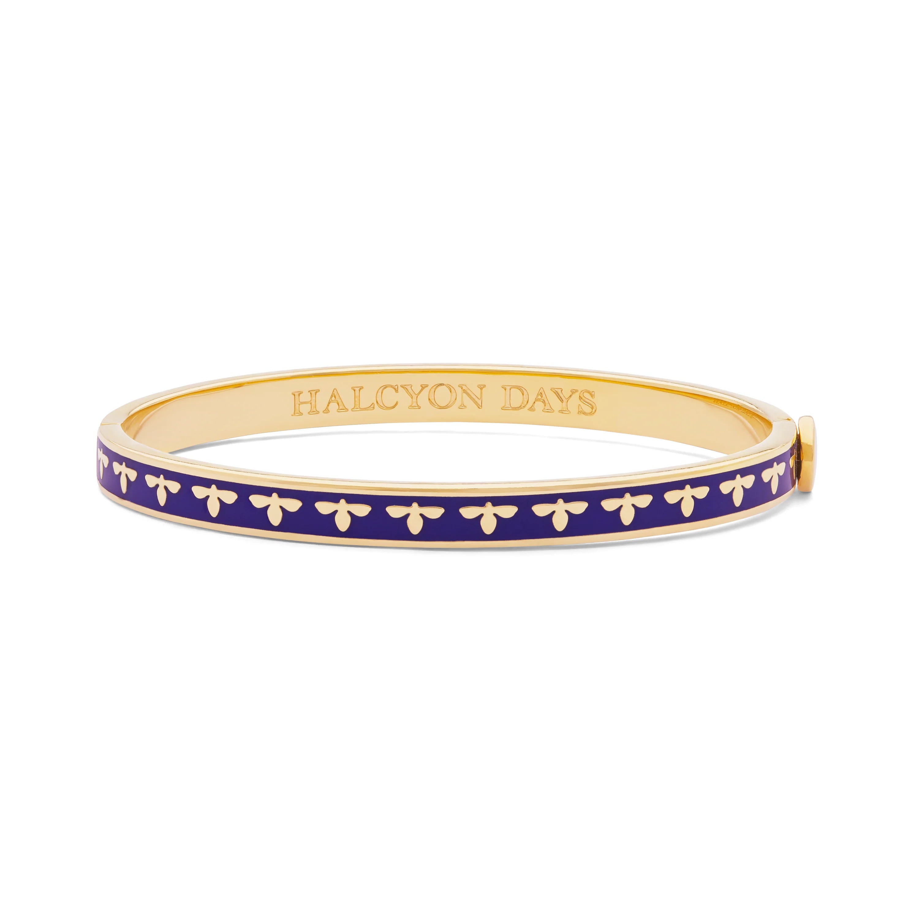 Halcyon Days Deep Cobalt and Gold Bangle Bracelet - Elegant Cuff Jewelry for Women, Perfect for Weddings, Parties & Special Occasions