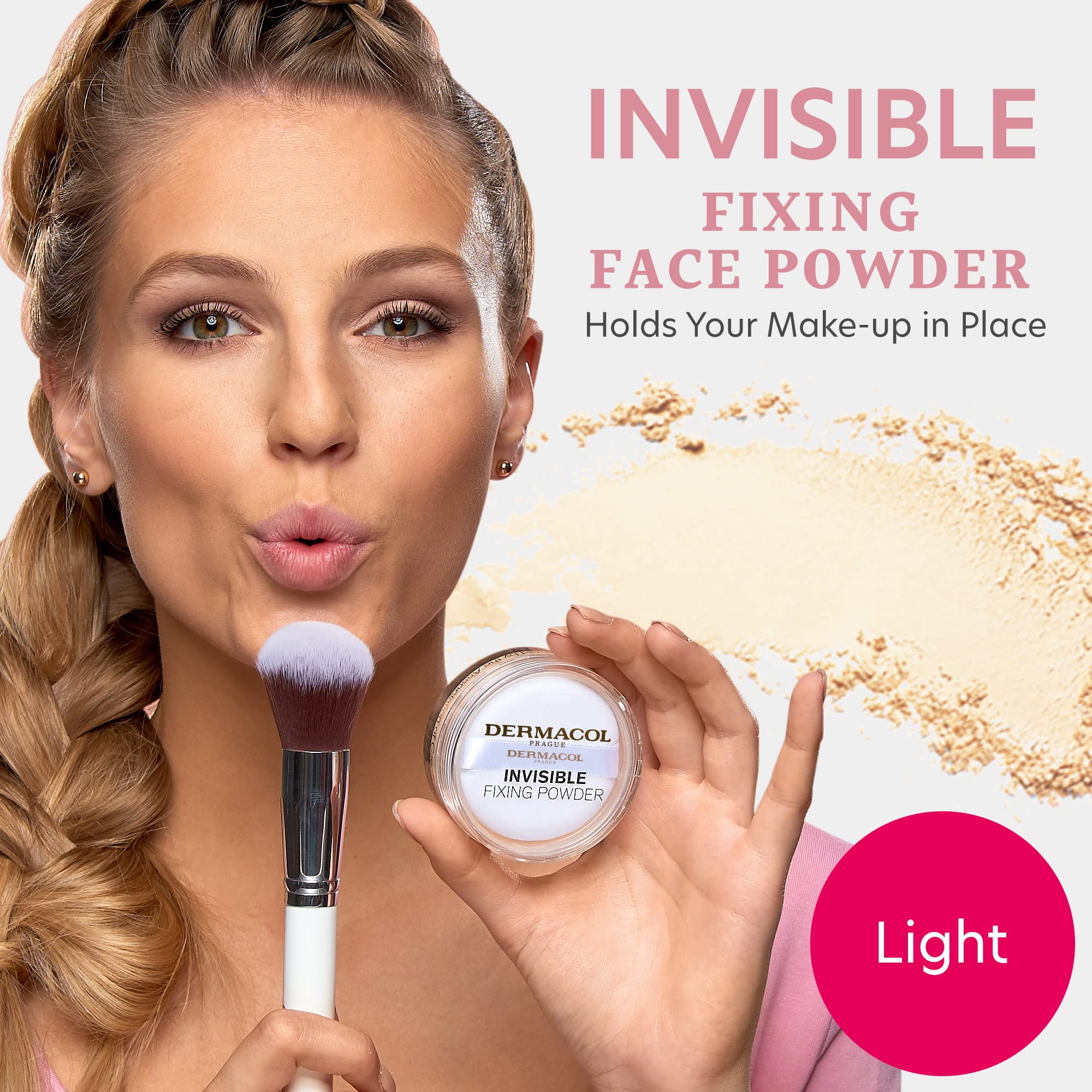 Dermacol Invisible Fixing Face Powder - Translucent Setting Powder for Oily & All Skin Types | Matte Loose Makeup Powder with Puff, Fragrance-Free, Lightweight 13.5g | Perfect for Long-Lasting Makeup, Oil Control & Shine Reduction