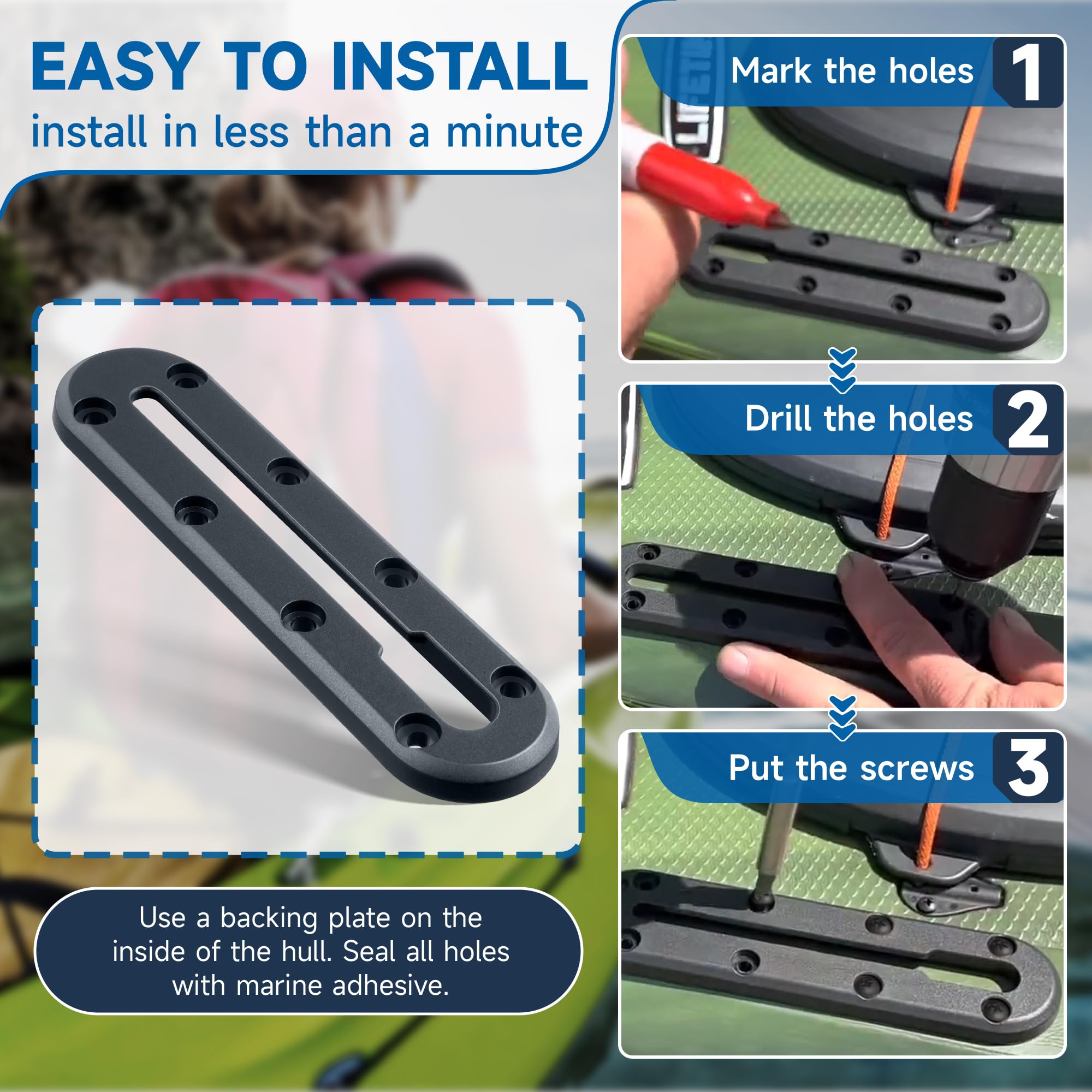 Kayak Track Accessories - Low Profile Kayak Fishing Rod Holder Mount, Cup Holder & Paddle Holder Rail Track | Perfect for Kayak Fishing & Water Sports Accessories