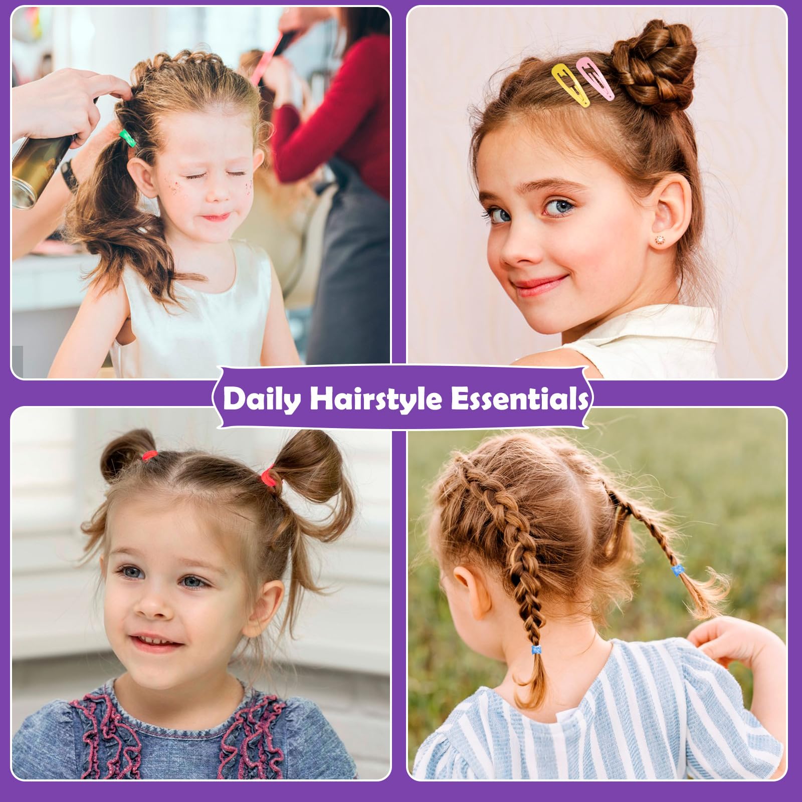 24 Colors 2300 Pcs Mini Rubber Bands for Hair - Elastic Hair Ties for Baby Girls & Kids with 5 Styling Tools & 20 Hair Clips | Perfect for Braids, Ponytails & DIY Hairstyles