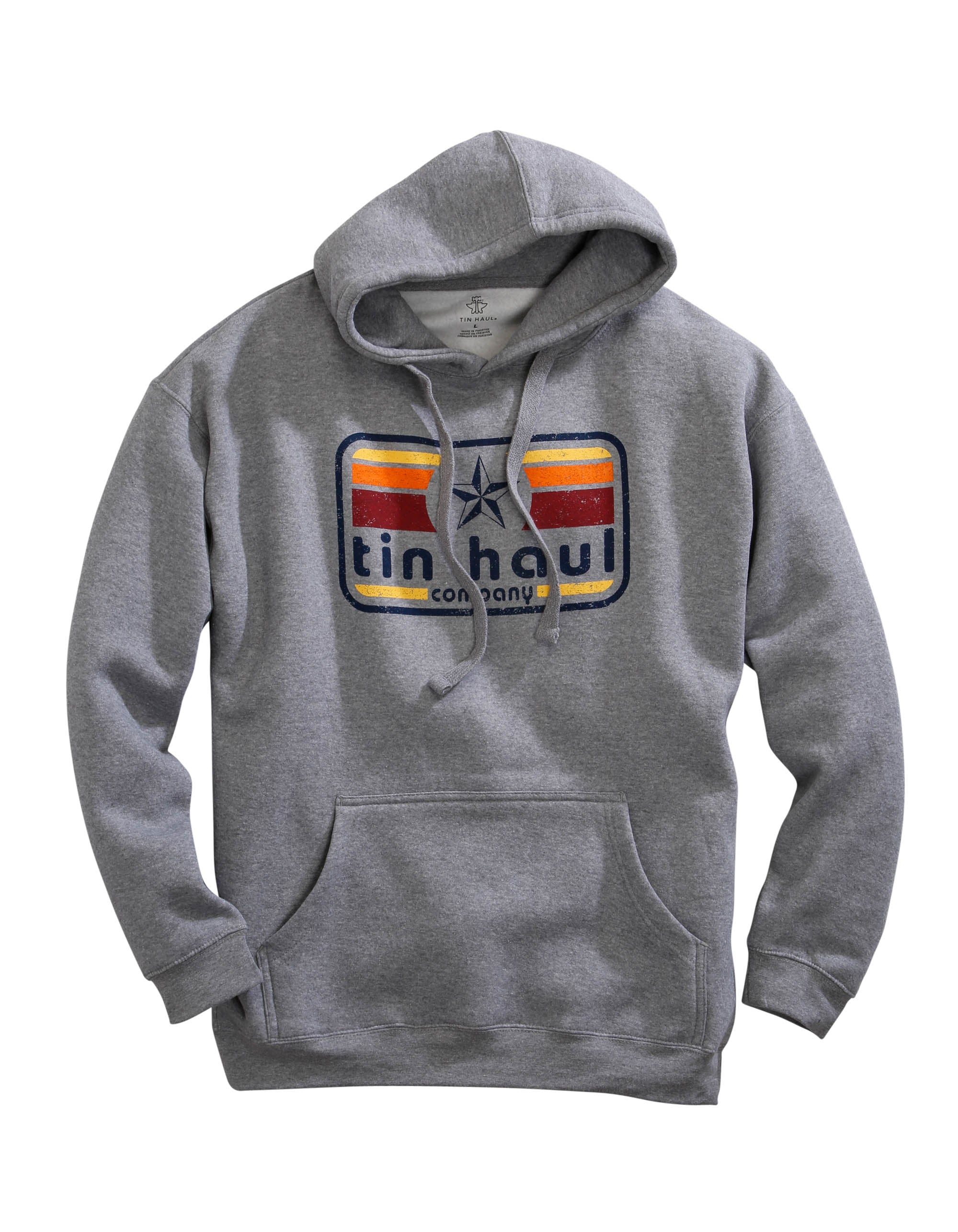 Men's Star and Stripes Screen Print Heather Grey Sweatshirt - Vintage American Flag Graphic Hoodie for Casual Wear & Patriotic Events