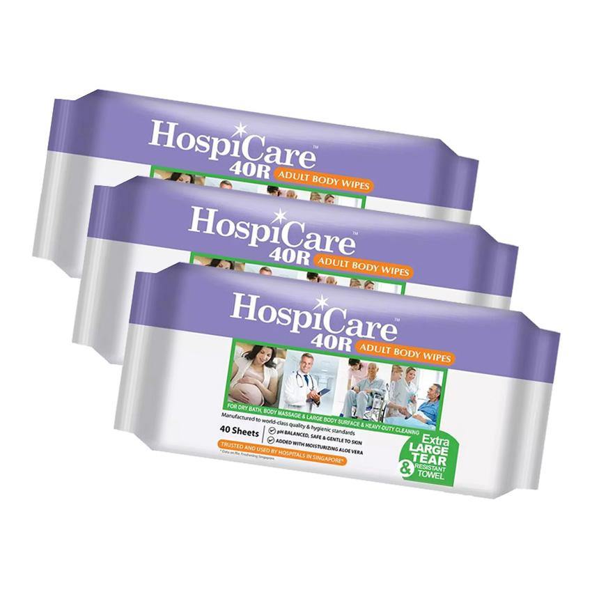 HospiCare 40R Adult Body Wipes - Unscented, Hypoallergenic, Extra Large Cleansing Wipes for Adults - Perfect for Bed Bath, Travel, and Post-Surgery Care