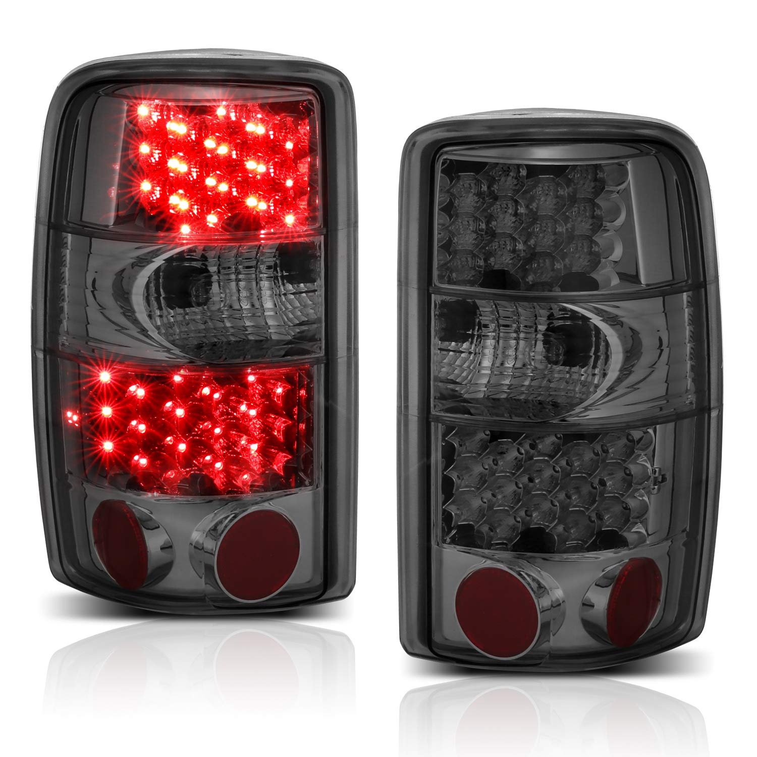 Smoke LED Brake Tail Lights Assembly Set for 2000-2006 Chevy Tahoe & Suburban | GMC Yukon | Passenger & Driver Side | Enhanced Visibility & Style for Night Driving